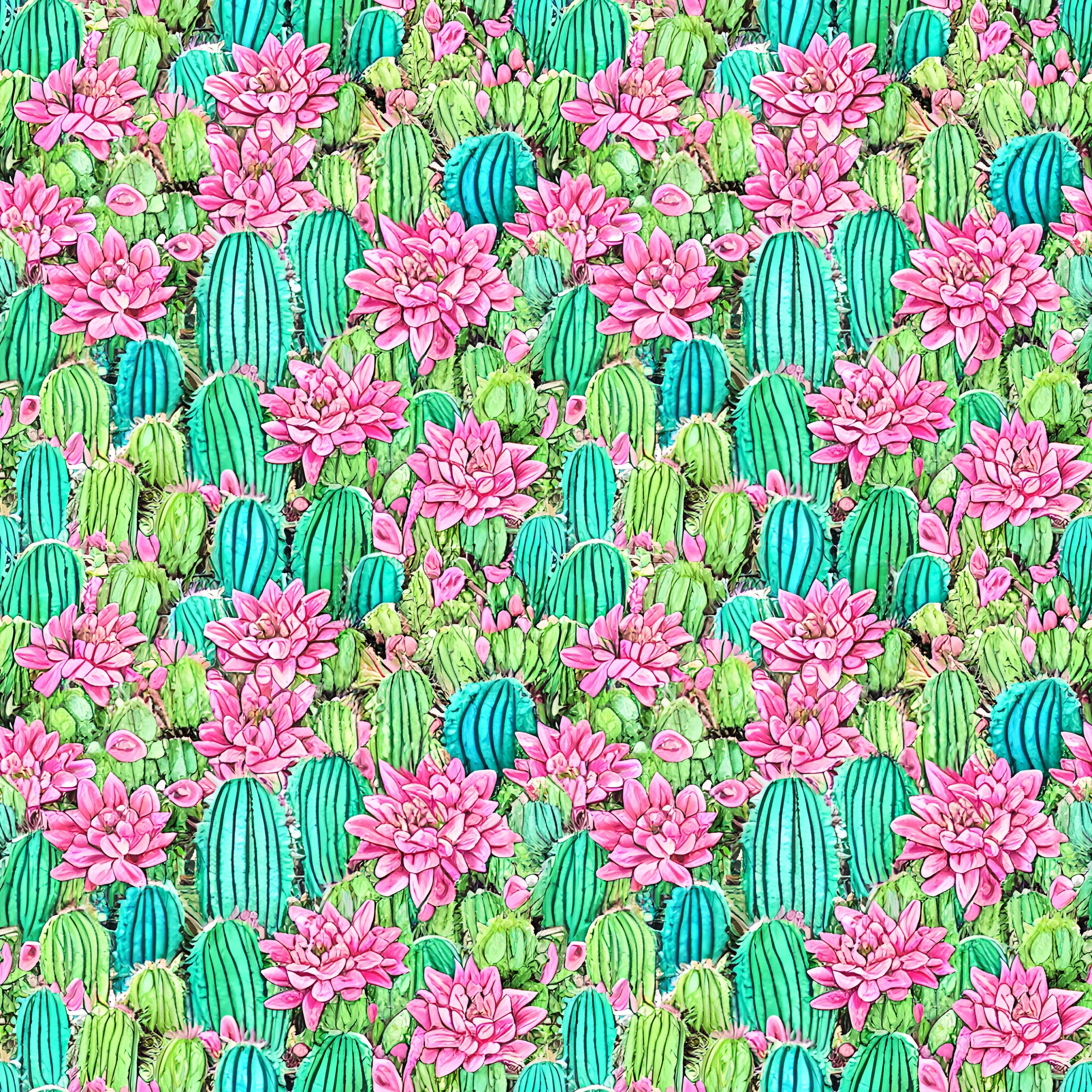 Floral Cactus Watercolor  Pattern Vinyl 12" x 12" - The Vinyl Haus Main image