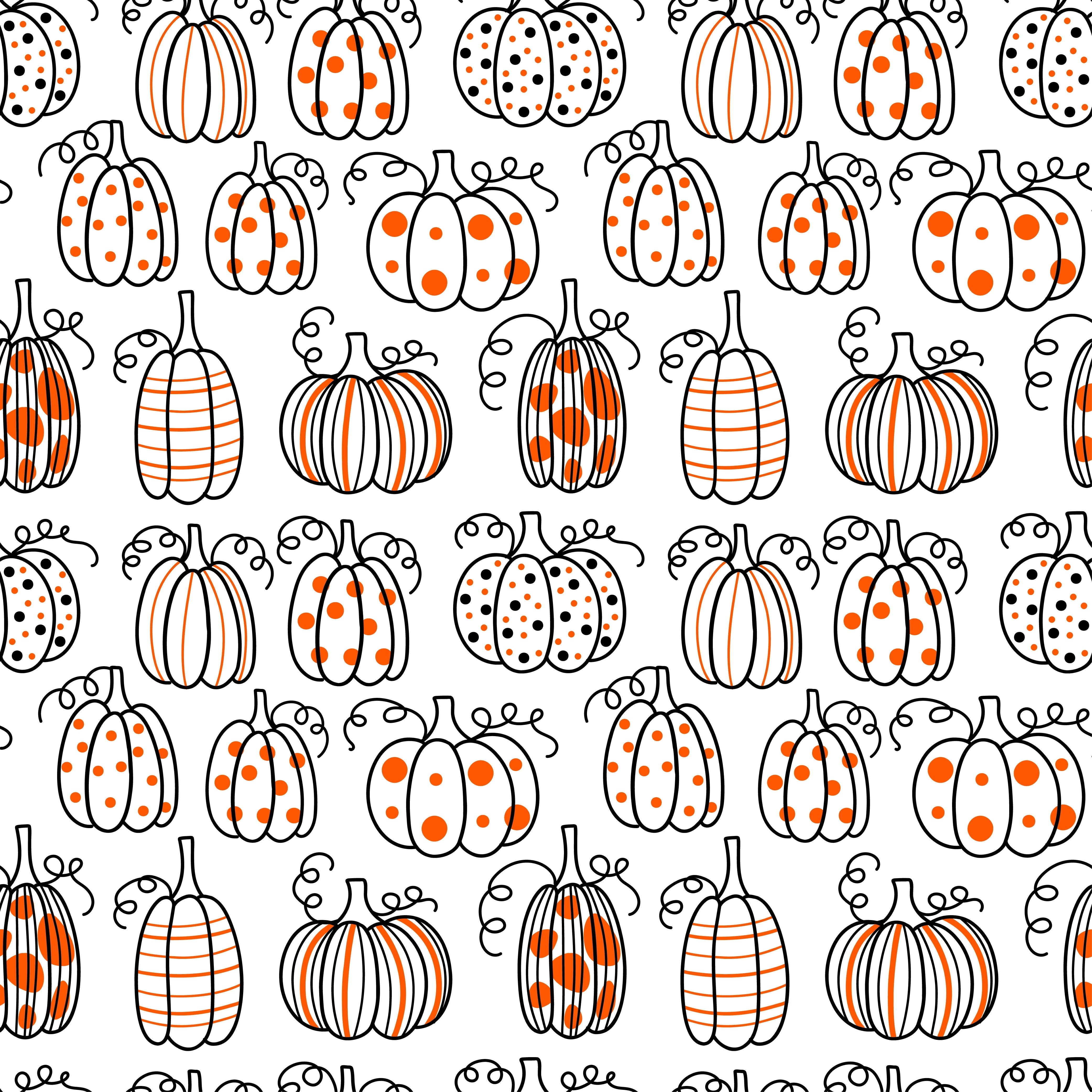 Doodle Pumpkins Patterned Vinyl 12" x 12" - The Vinyl Haus Main image