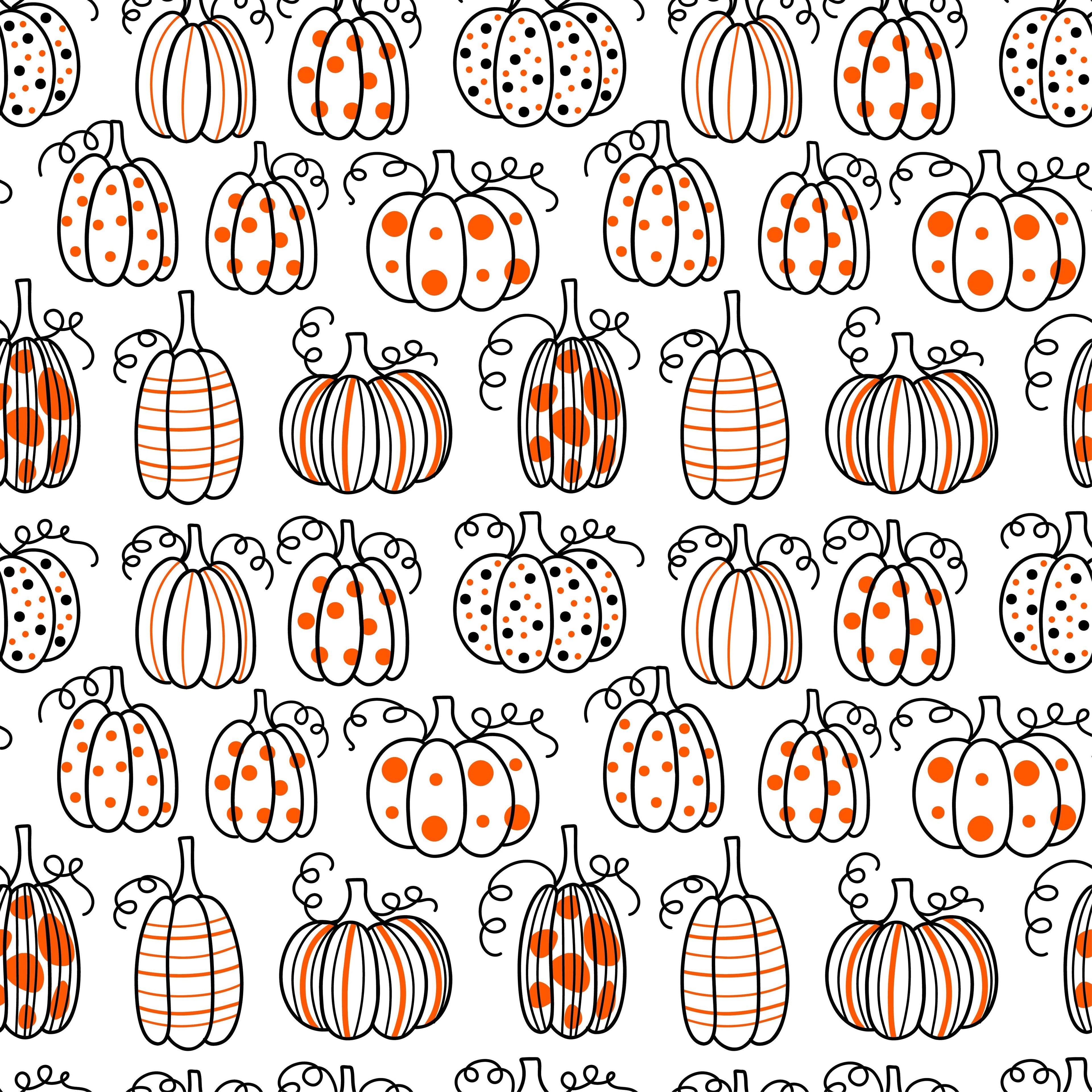 Doodle Pumpkins Patterned Vinyl 12" x 12" - The Vinyl Haus