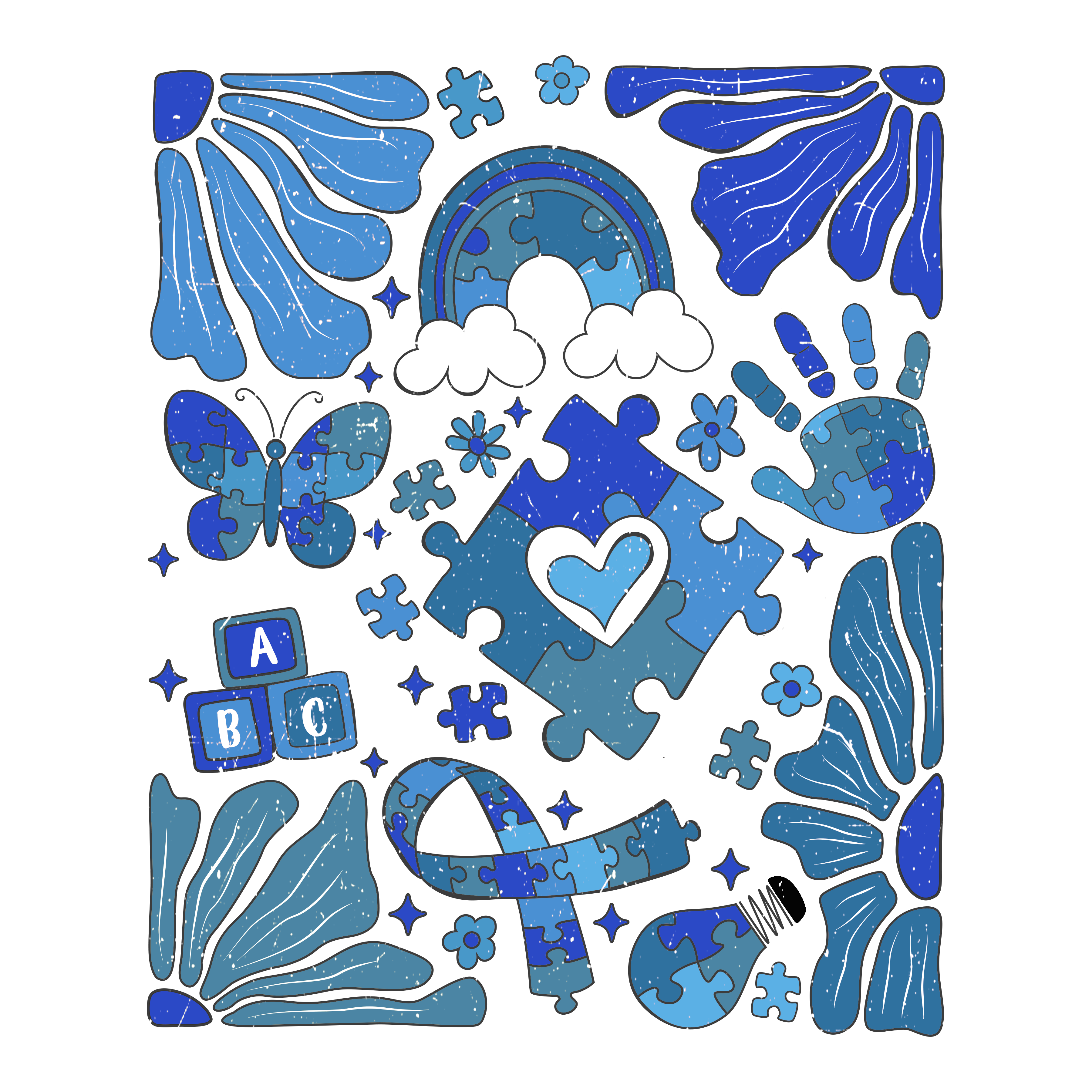 DTF PRINT Autism Floral Abstract
