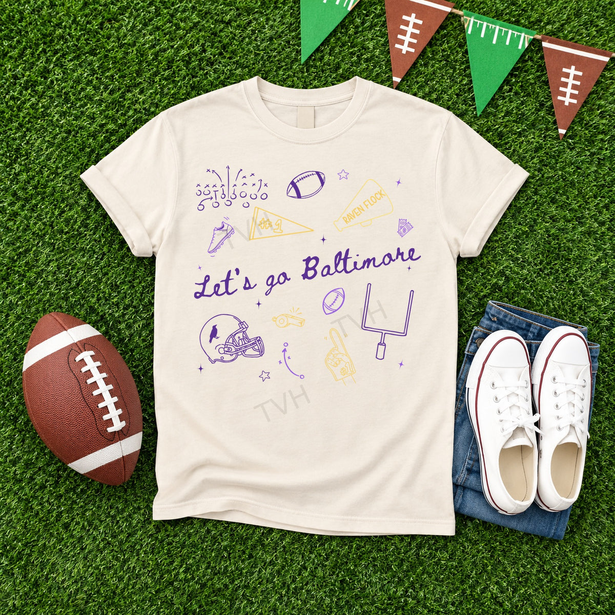 DTF PRINT - Baltimore Ravens Let's Go Baltimore Goal Post Football