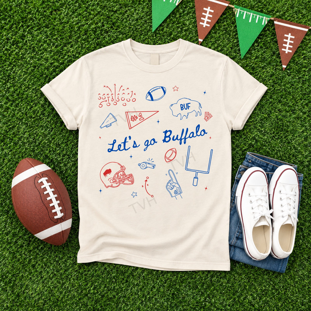 DTF PRINT - Buffalo Bills Football Let's Go Buffalo Helmet Goal Post