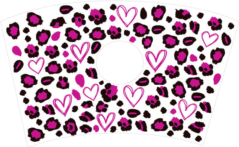 Venti Cold Cup 24 oz Vinyl Wrap - Pink Leopard Hearts - The Vinyl Haus Main image