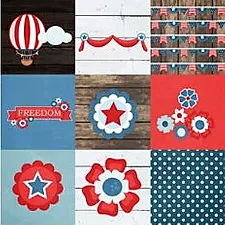 4 x 4 Patriotic Elements Pattern Vinyl 12" x 12" - Heat Transfer Haus Main image