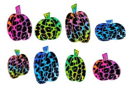 Adhesive Decals - Neon Leopard Pumpkin Set - The Vinyl Haus Main image