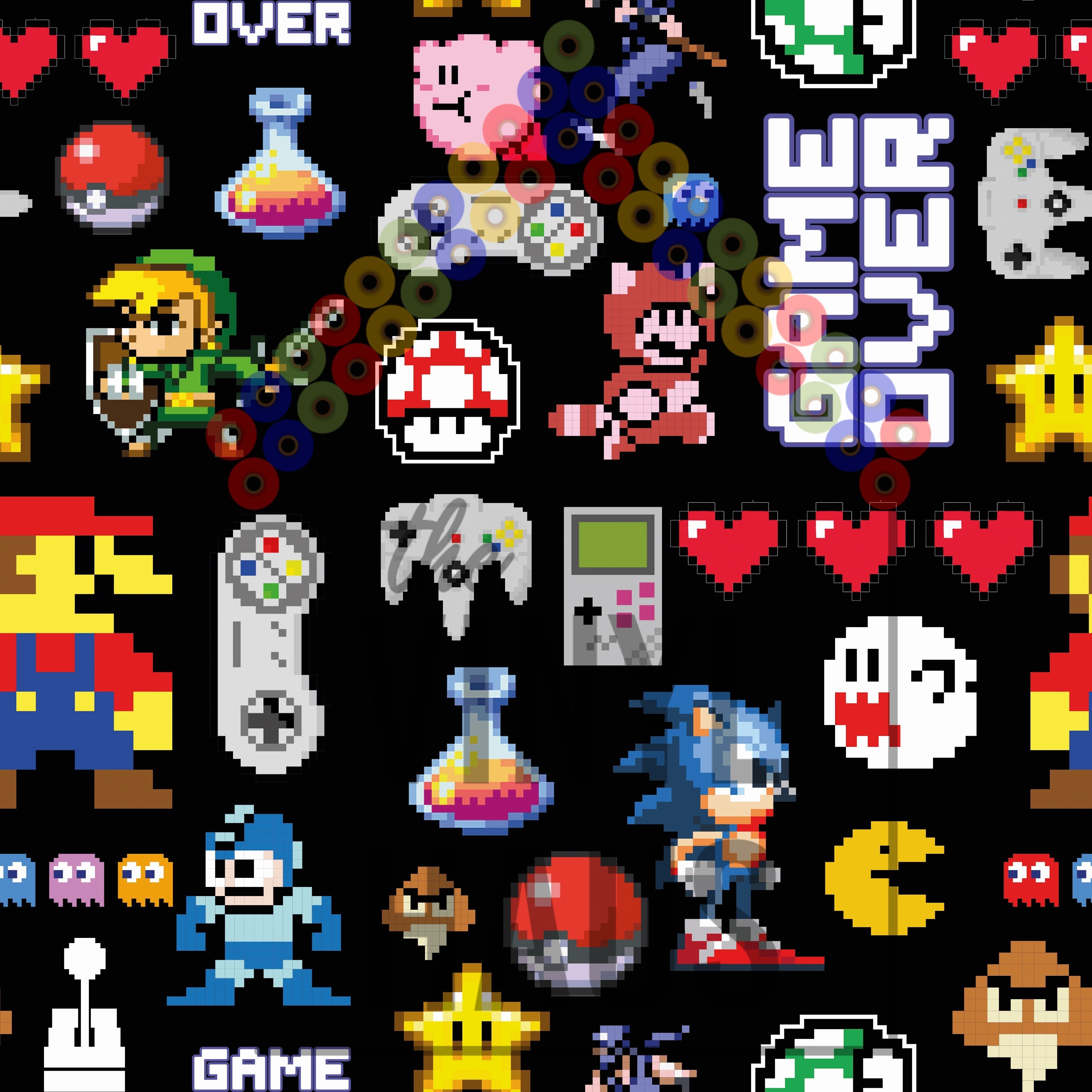 80s/90s Games Pattern Vinyl 12" x 12" - The Vinyl Haus Main image
