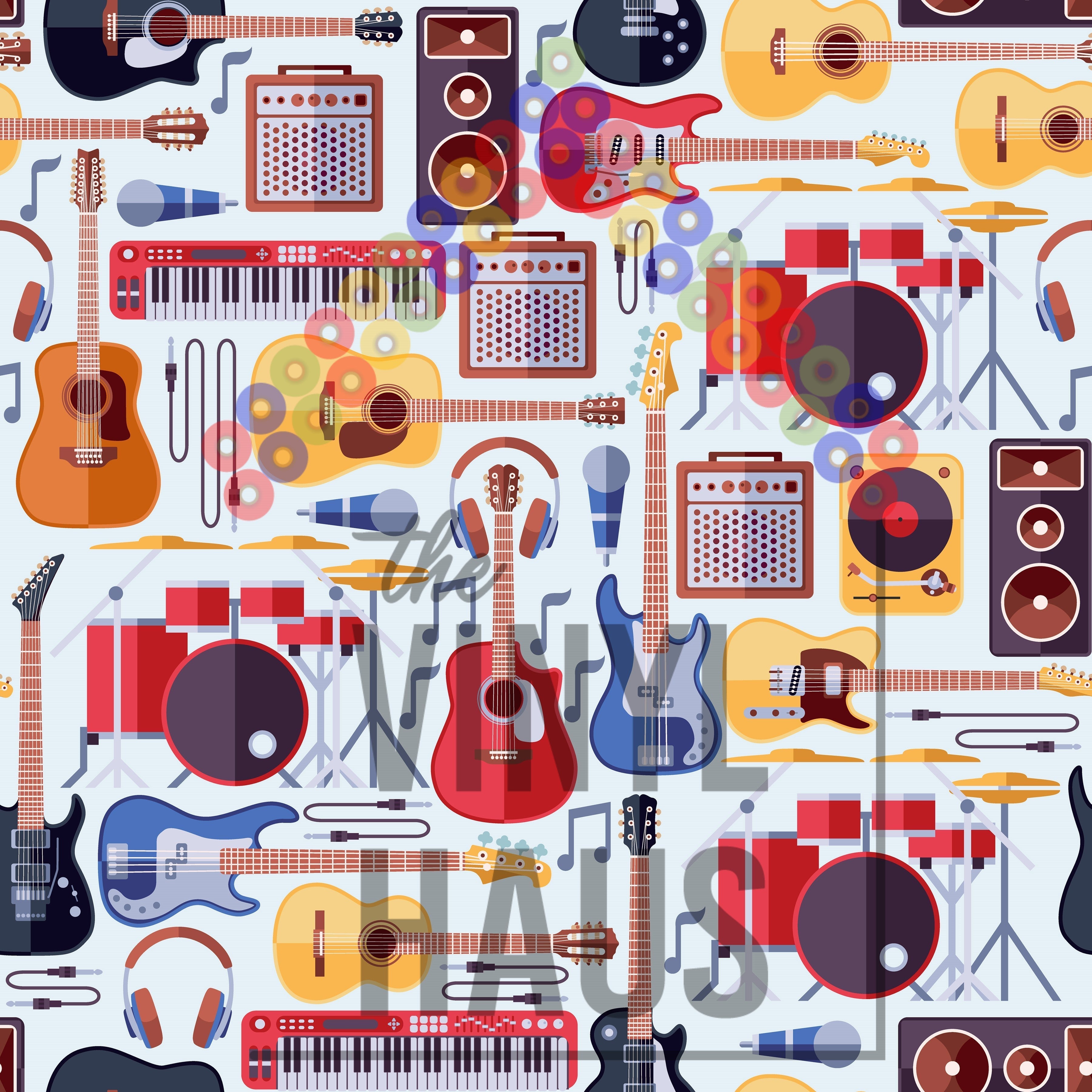 Music/Band Instruments Pattern Vinyl 12" x 12" - The Vinyl Haus