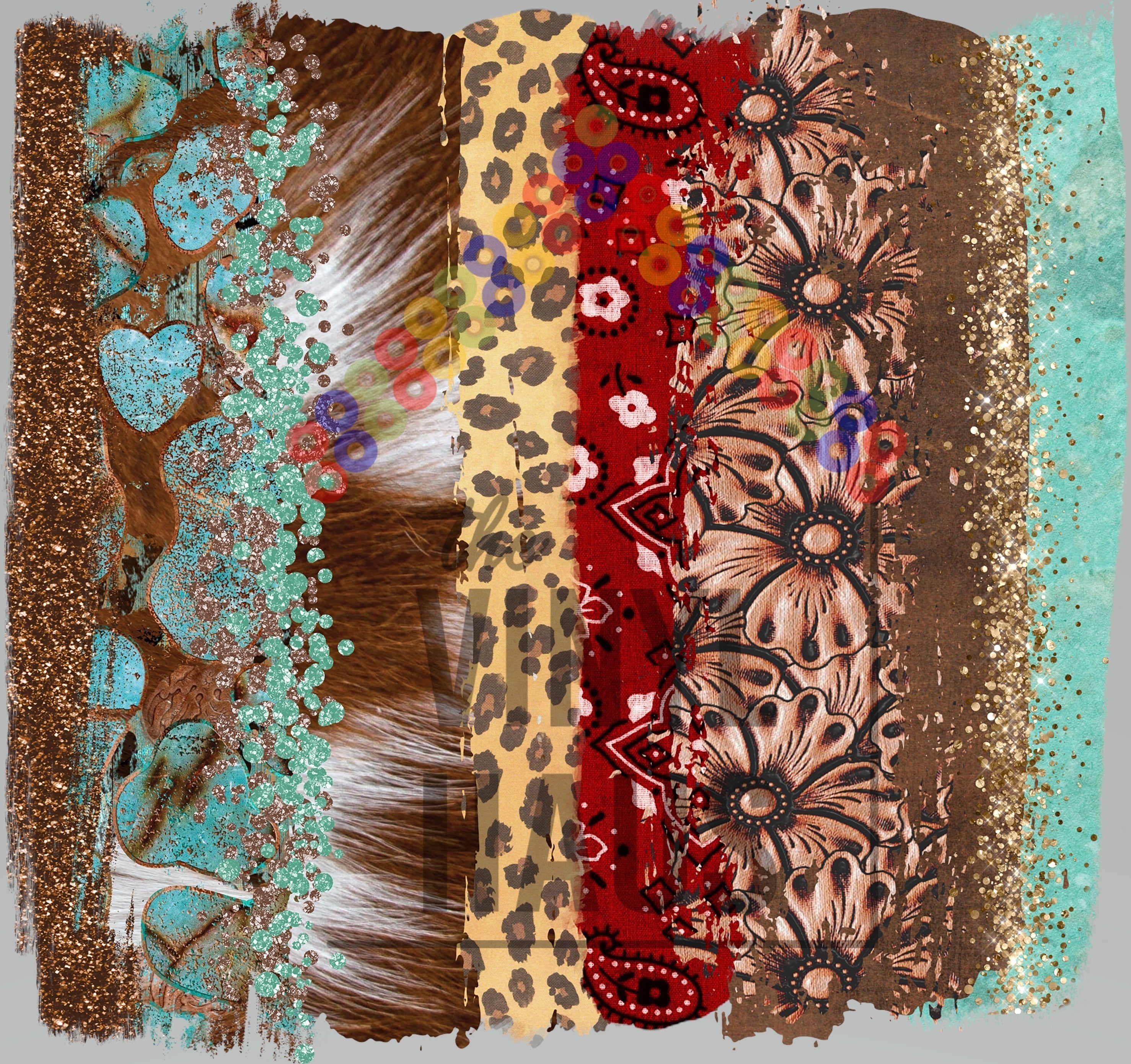 Western Turquoise Brushstrokes Pattern Vinyl 12" x 11" - The Vinyl Haus Main image
