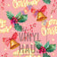 Merry Christmas, Bells, Holly Pink Background Pattern Vinyl 12" x 12" - The Vinyl Haus