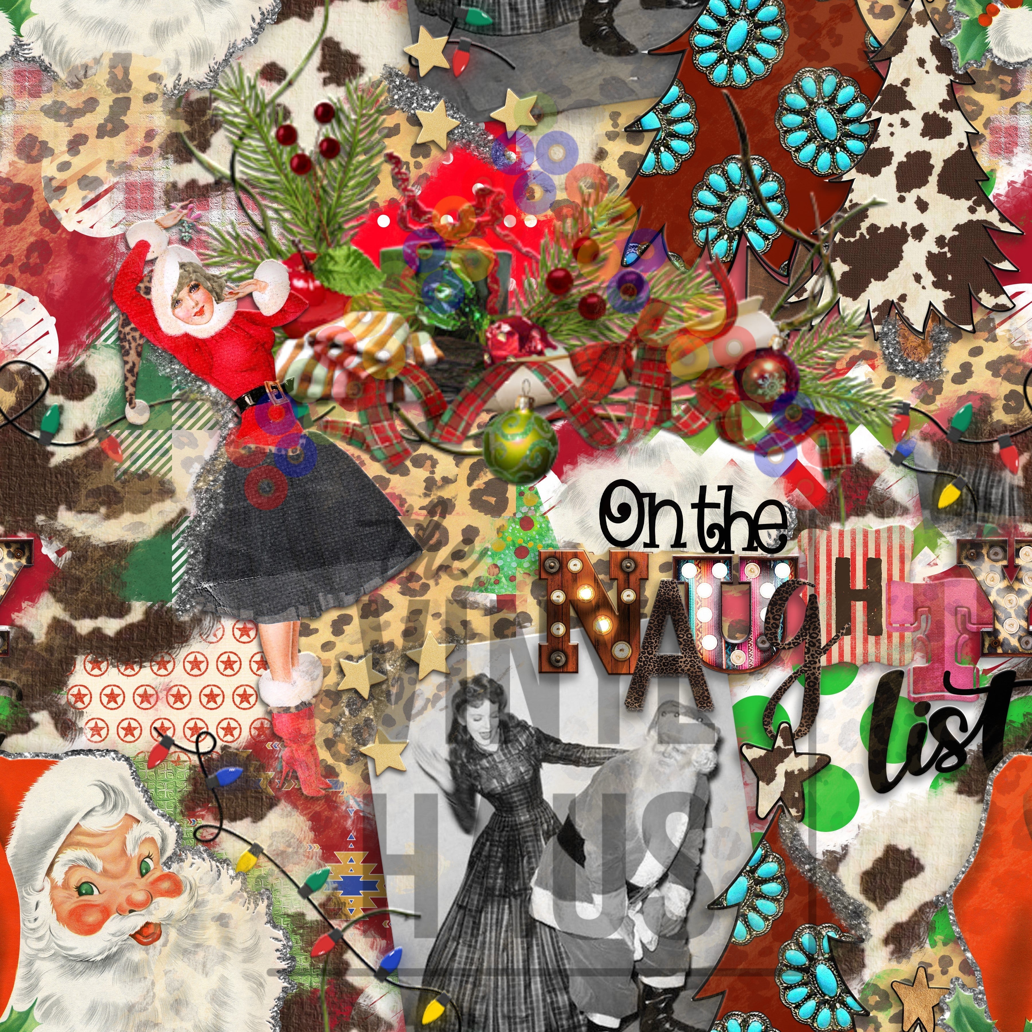 Naughty List, Santa, All thing Christmas Pattern Vinyl 12" x 12" - The Vinyl Haus Main image