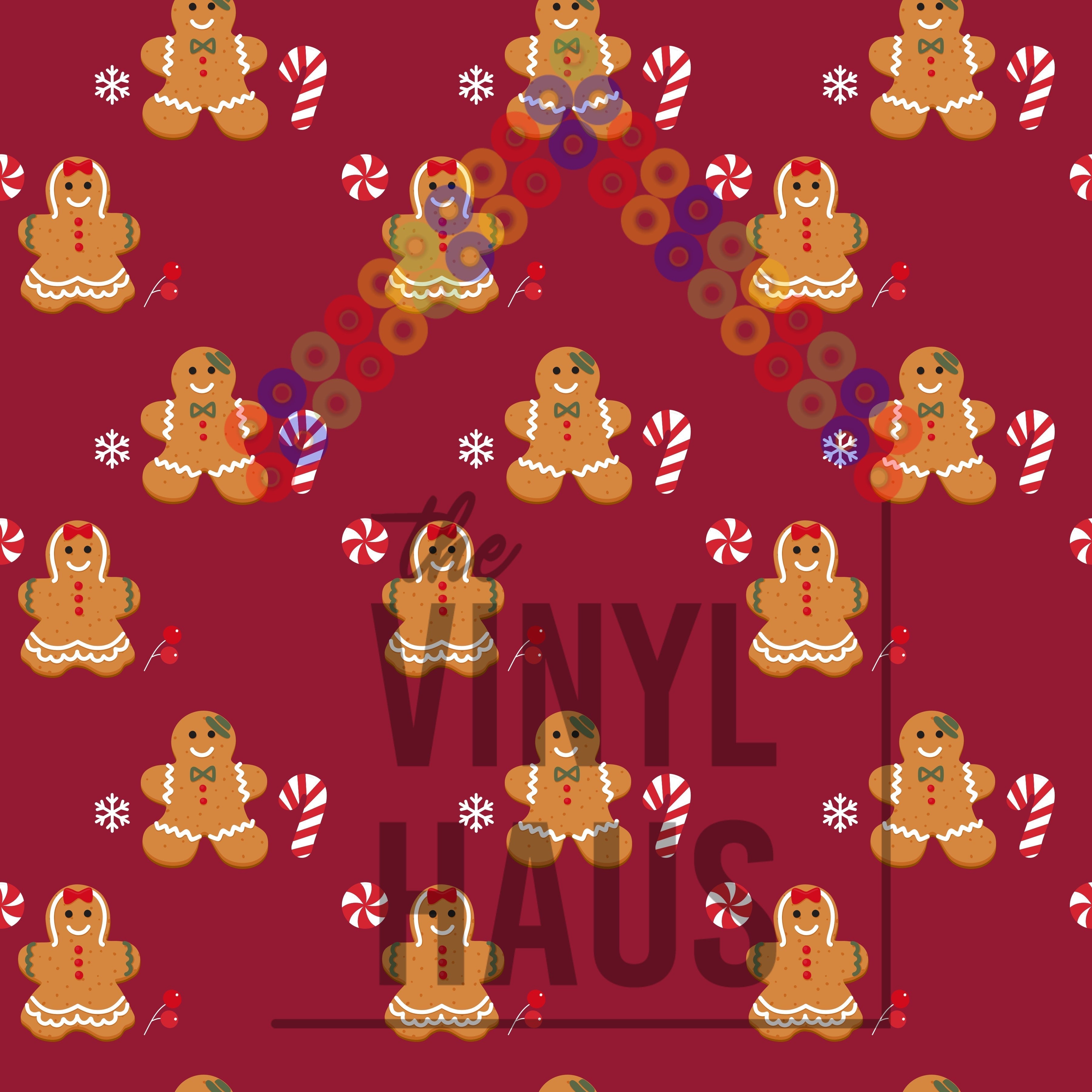Gingerbread Cookies Pattern Vinyl 12" x 12" - The Vinyl Haus