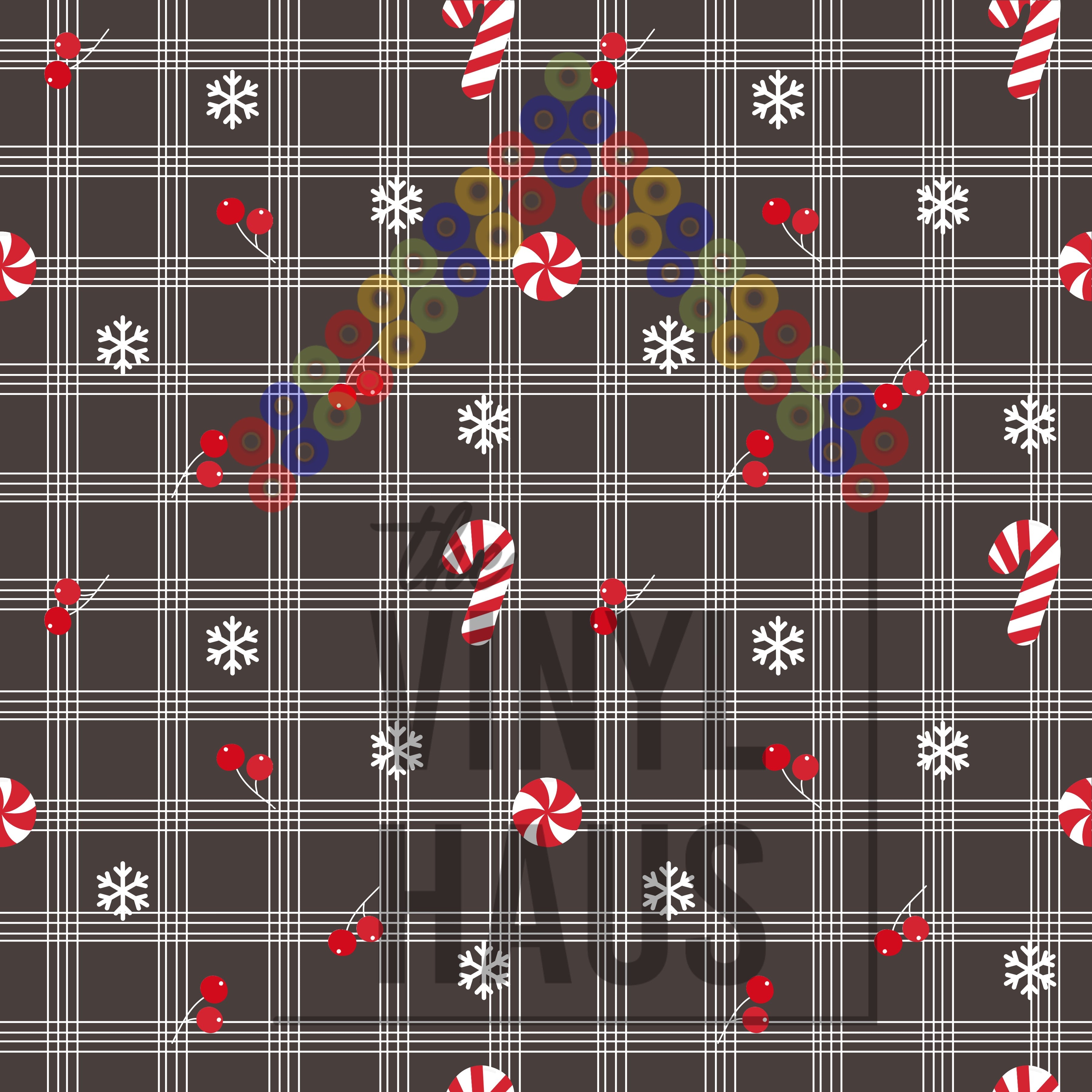 Plaid Candy Cane Pattern Vinyl 12" x 12" - The Vinyl Haus Main image