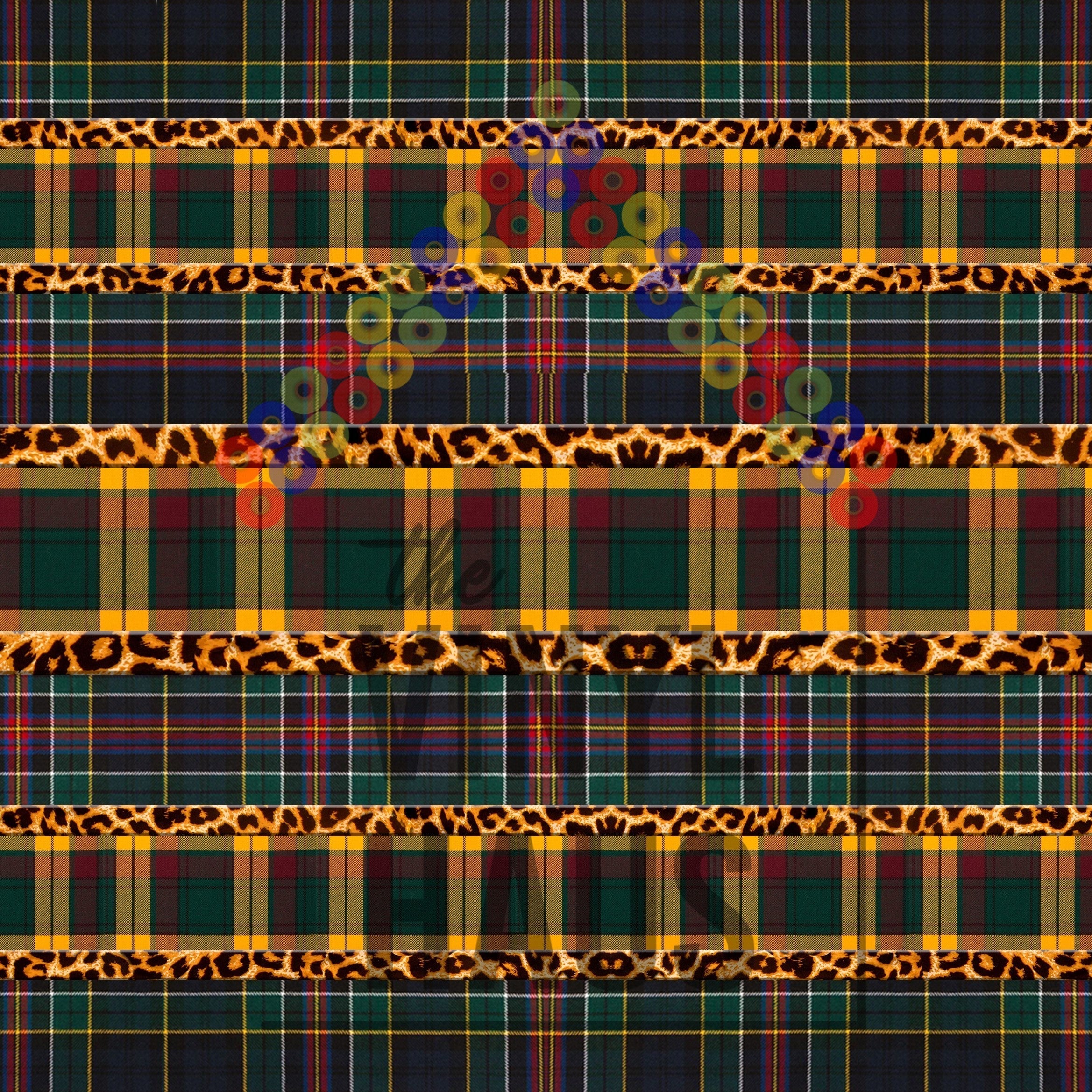 Christmas Plaid with Cheetah Pattern Vinyl 12" x 12" - The Vinyl Haus Main image