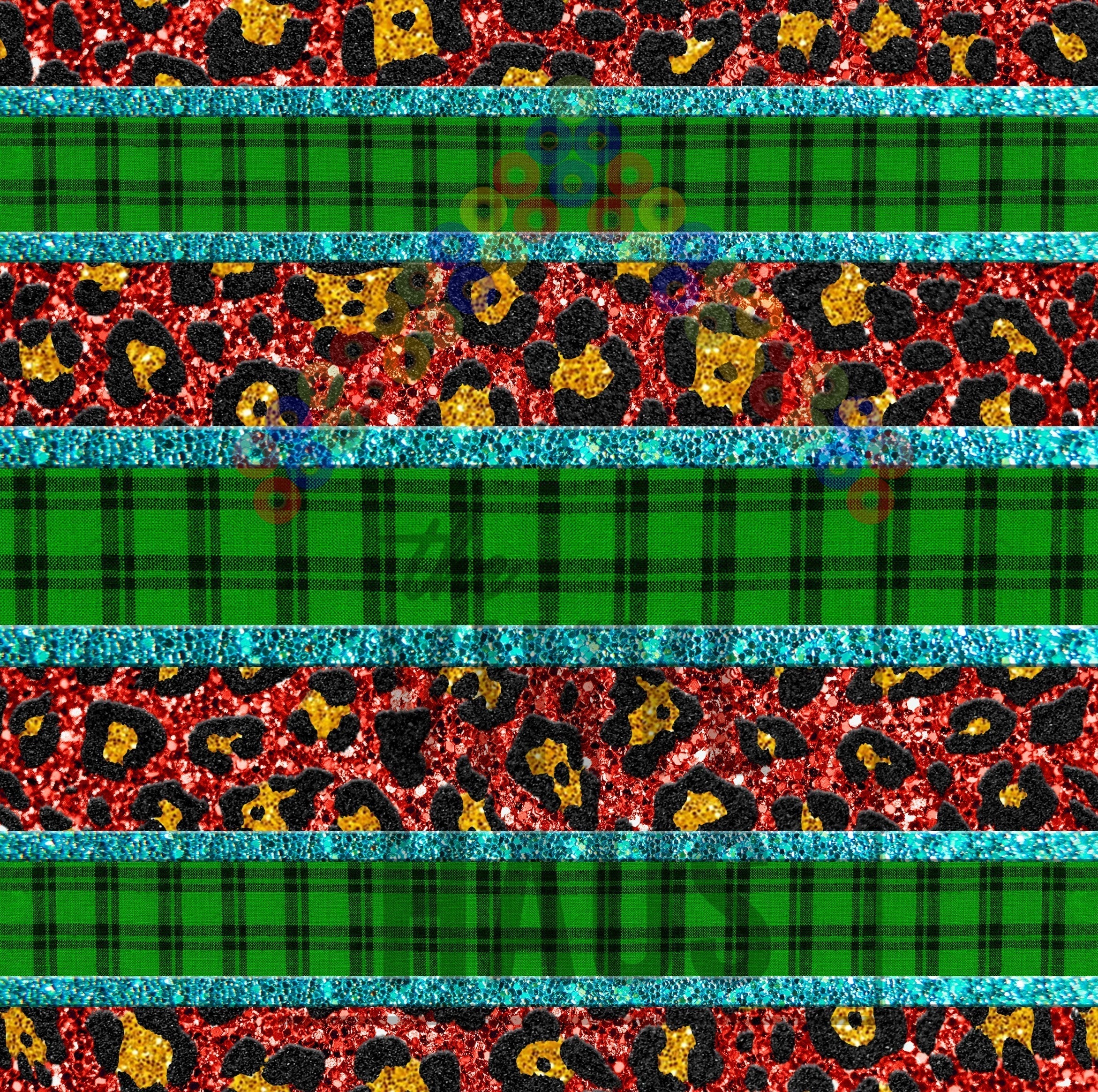 Christmas Plaid with Cheetah Pattern Vinyl 12" x 12" - The Vinyl Haus