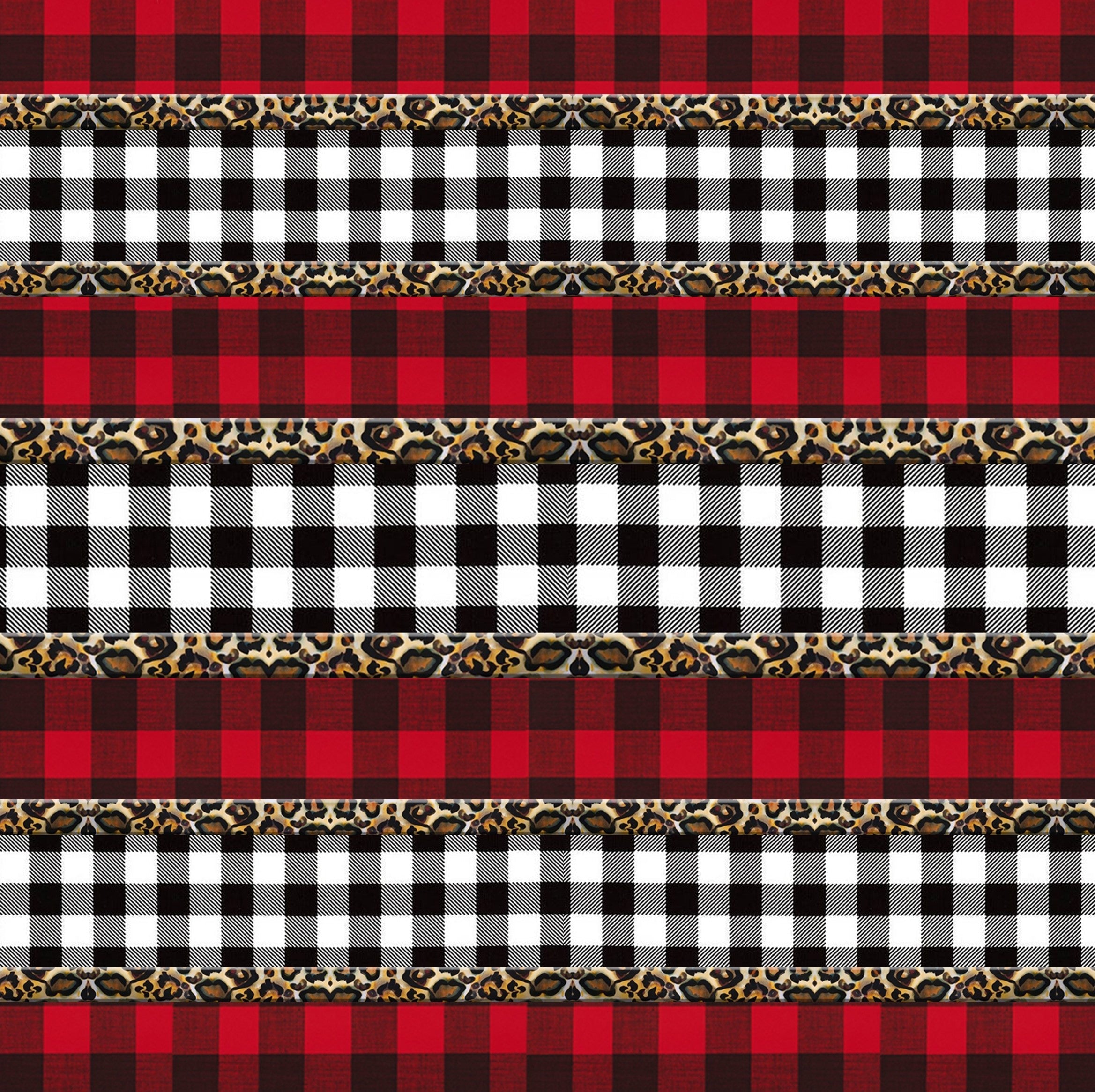 Christmas Plaid with Cheetah Pattern Vinyl 12" x 12" - The Vinyl Haus