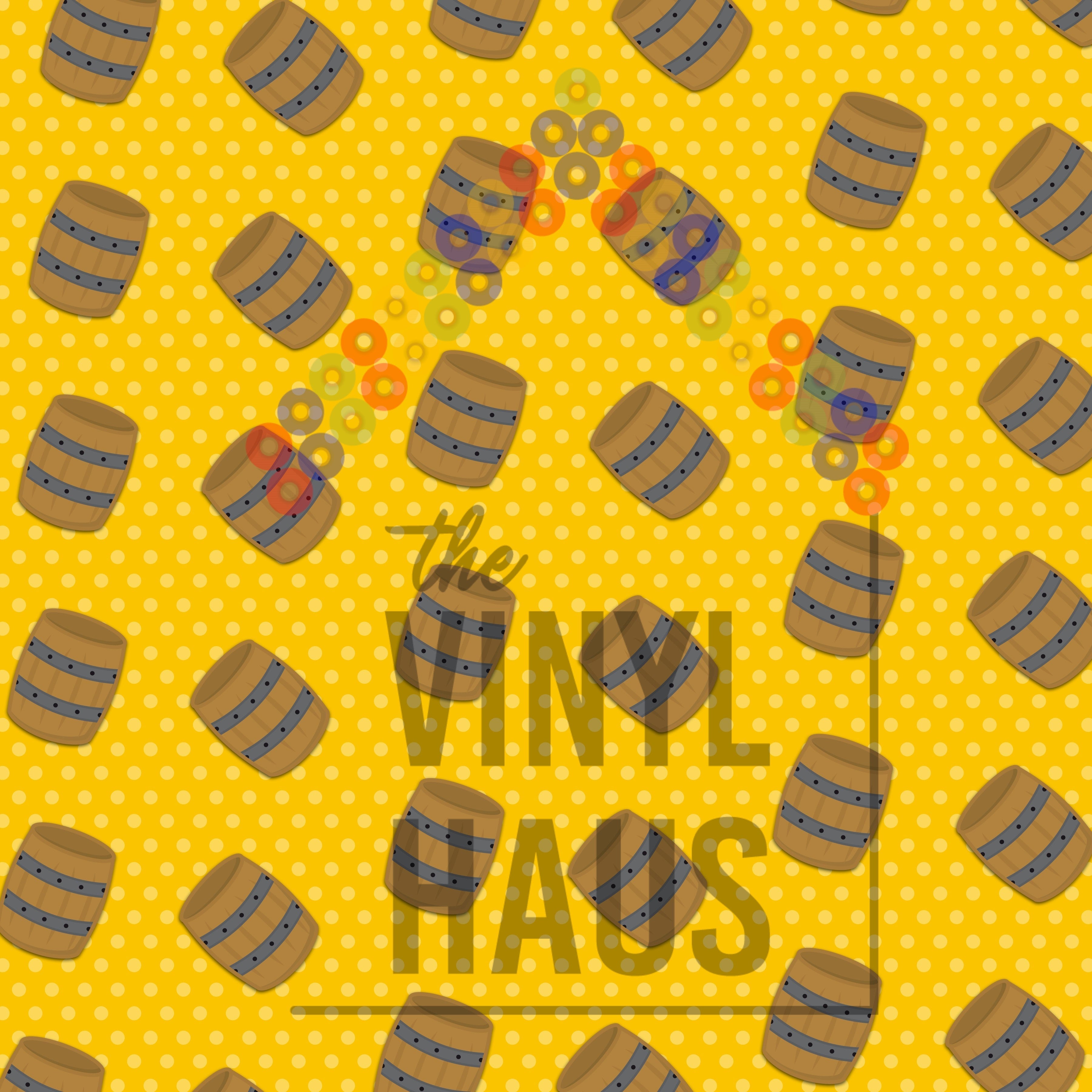 Oktoberfest/Wurstfest Barrel Pattern Vinyl 12" x 12" - The Vinyl Haus Main image