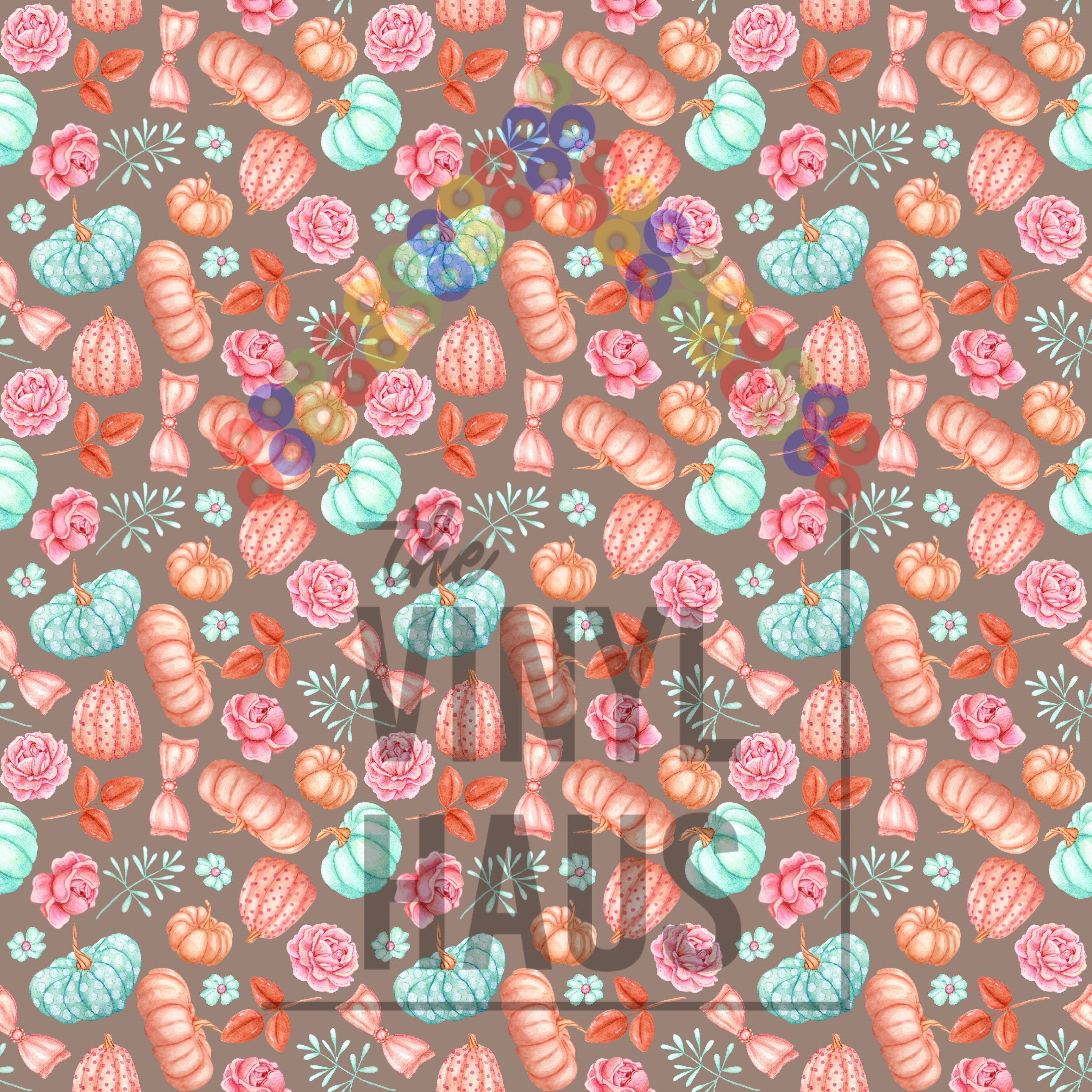 Fall Pumpkins and Leaves Pattern Vinyl 12" x 12" - The Vinyl Haus Main image