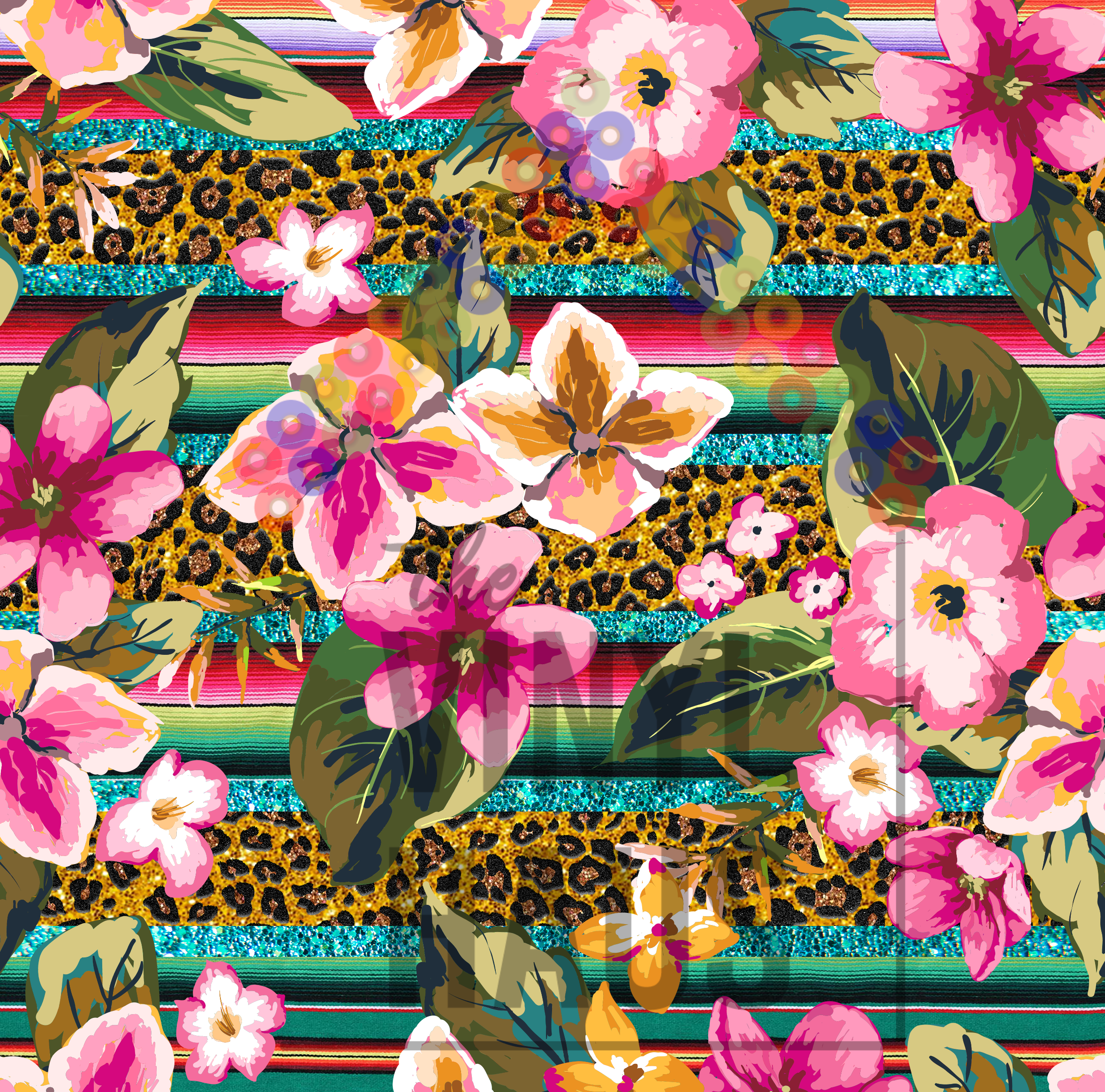 Cheetah Floral Serape Pattern Vinyl 12" x 12" - The Vinyl Haus Main image