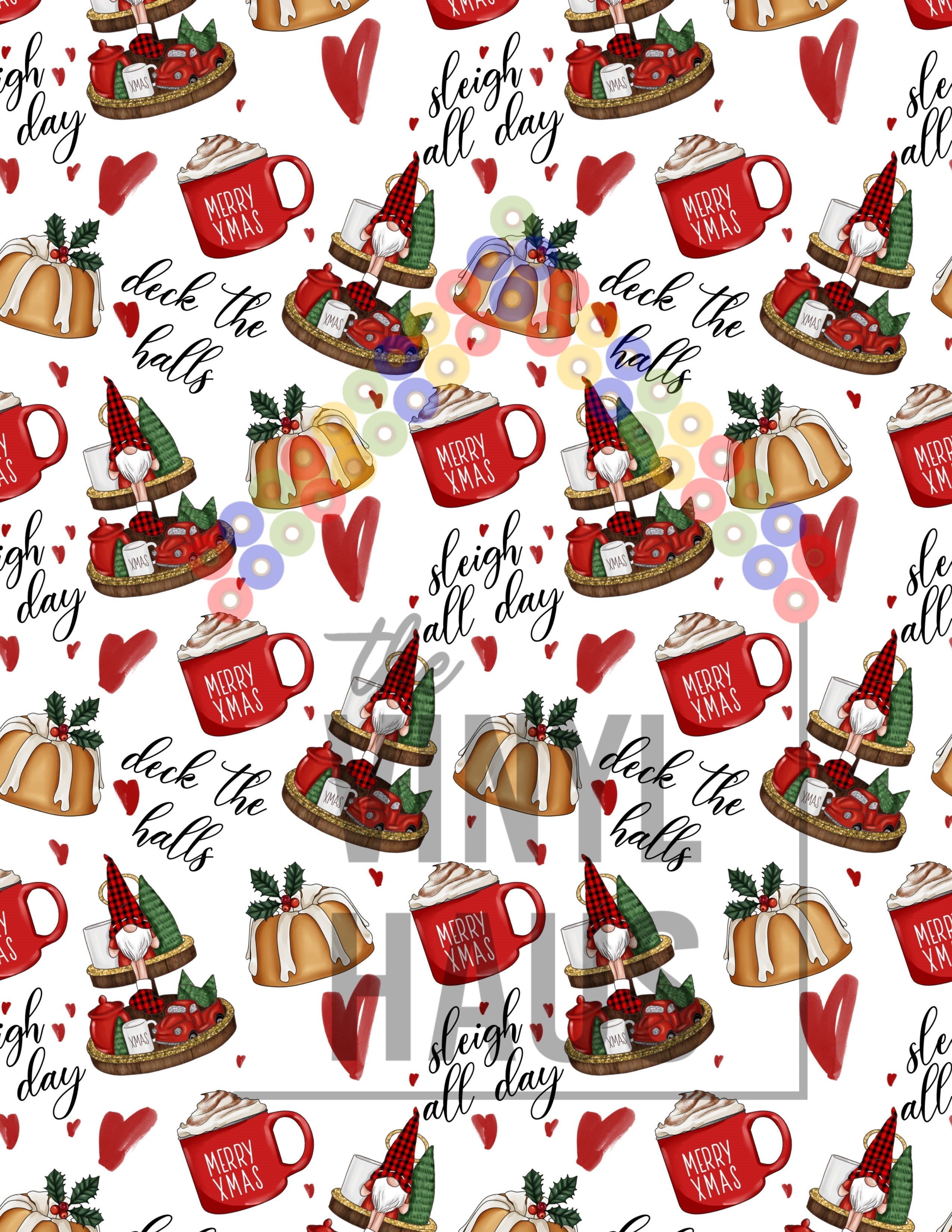 All Things Christmas Gnomes Pattern Vinyl 12" x 9" - The Vinyl Haus