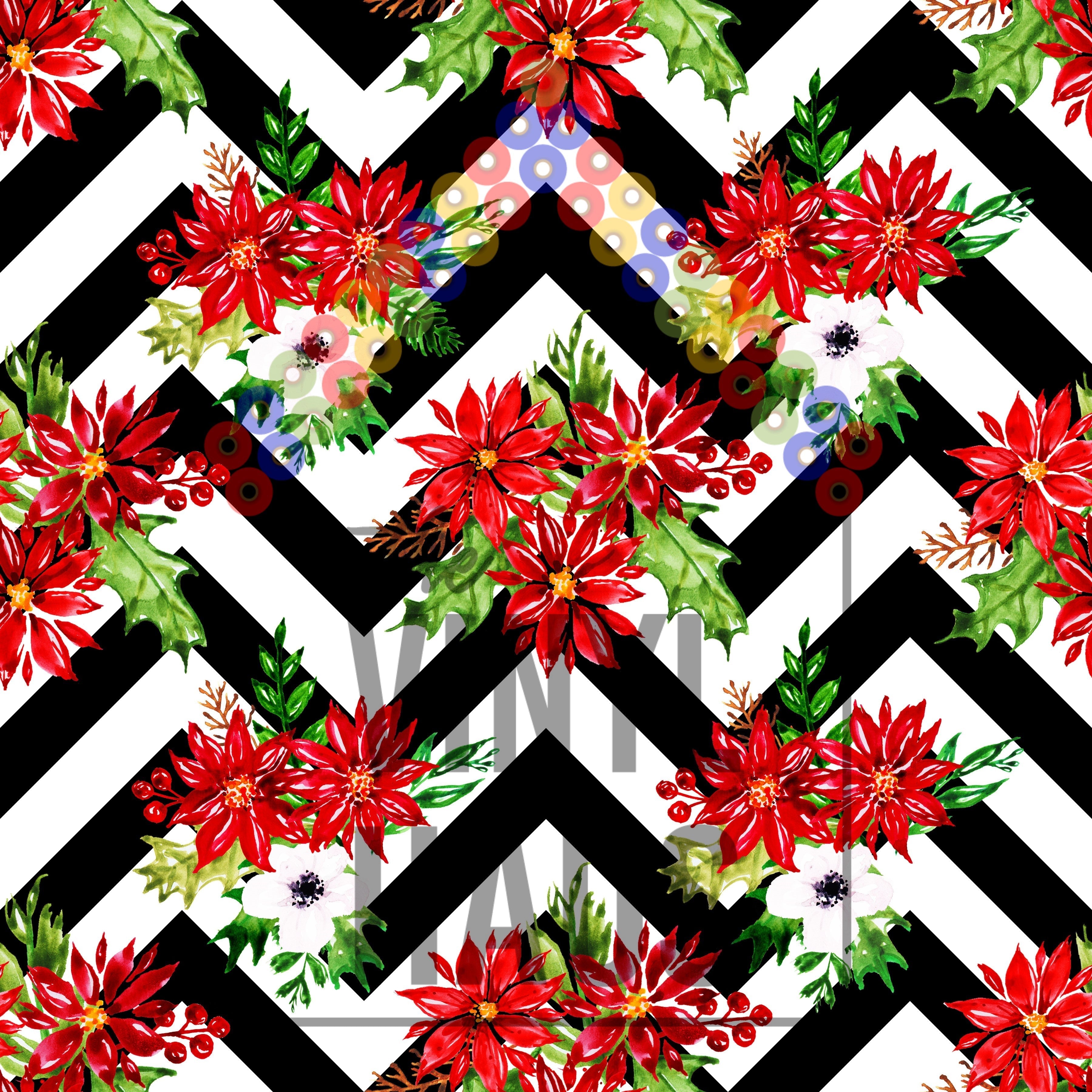 Poinsettia Chevron Pattern Vinyl 12" x 12" - The Vinyl Haus Main image
