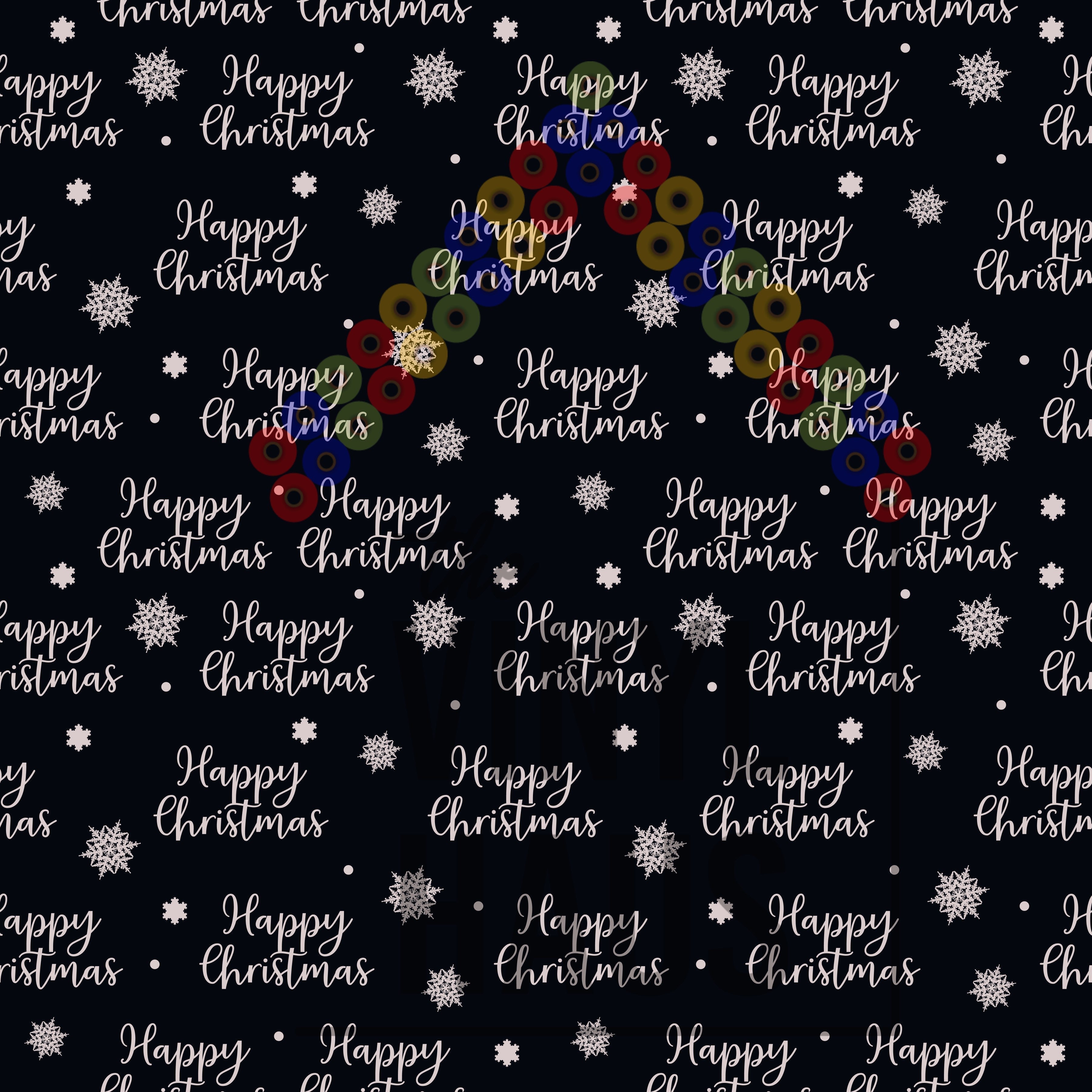 Happy Christmas with Snowflakes Pattern Vinyl 12" x 12" - The Vinyl Haus Main image