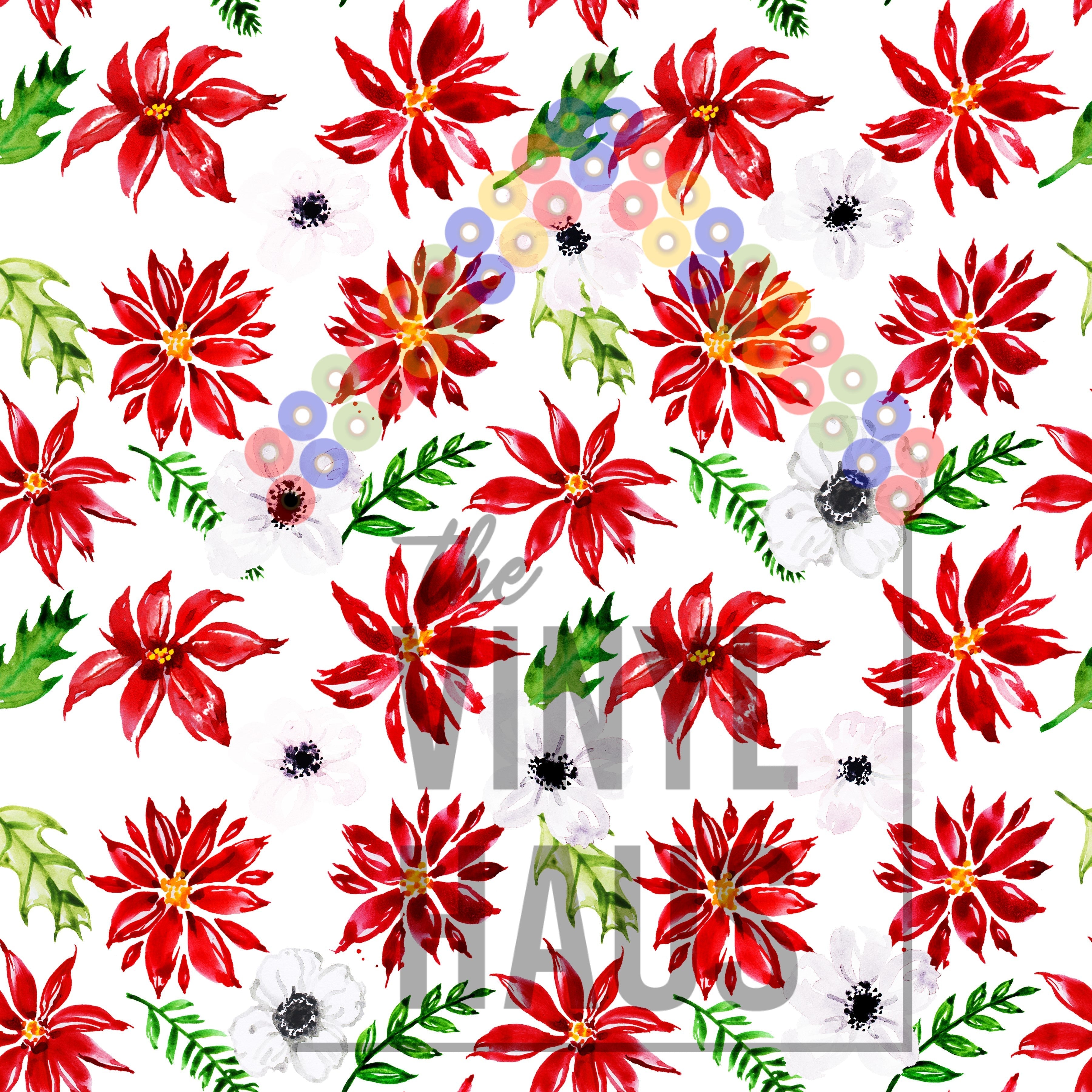 Christmas Poinsettia Pattern Vinyl 12" x 12" - The Vinyl Haus Main image