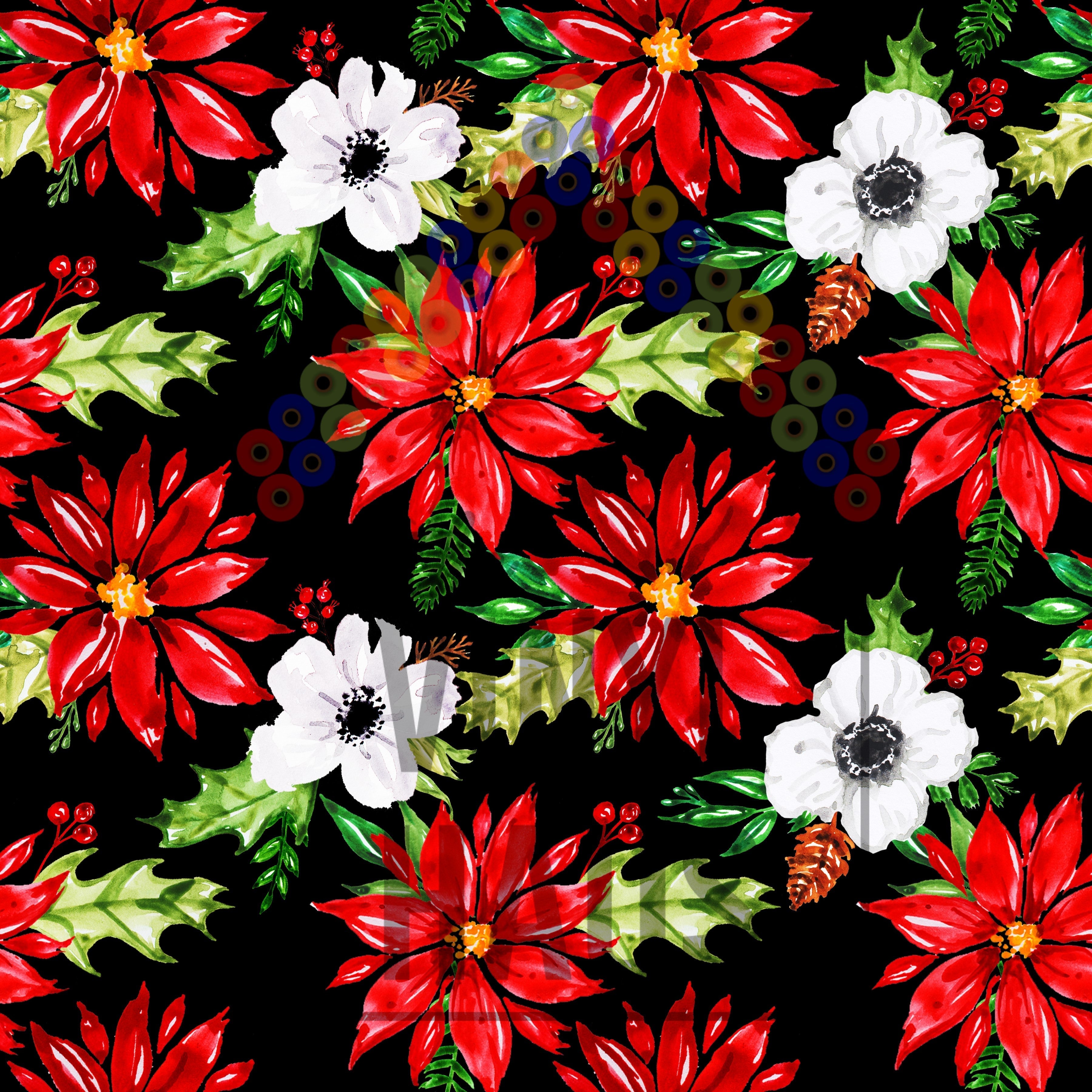 Christmas Poinsettia Pattern Vinyl 12" x 12" - The Vinyl Haus Main image