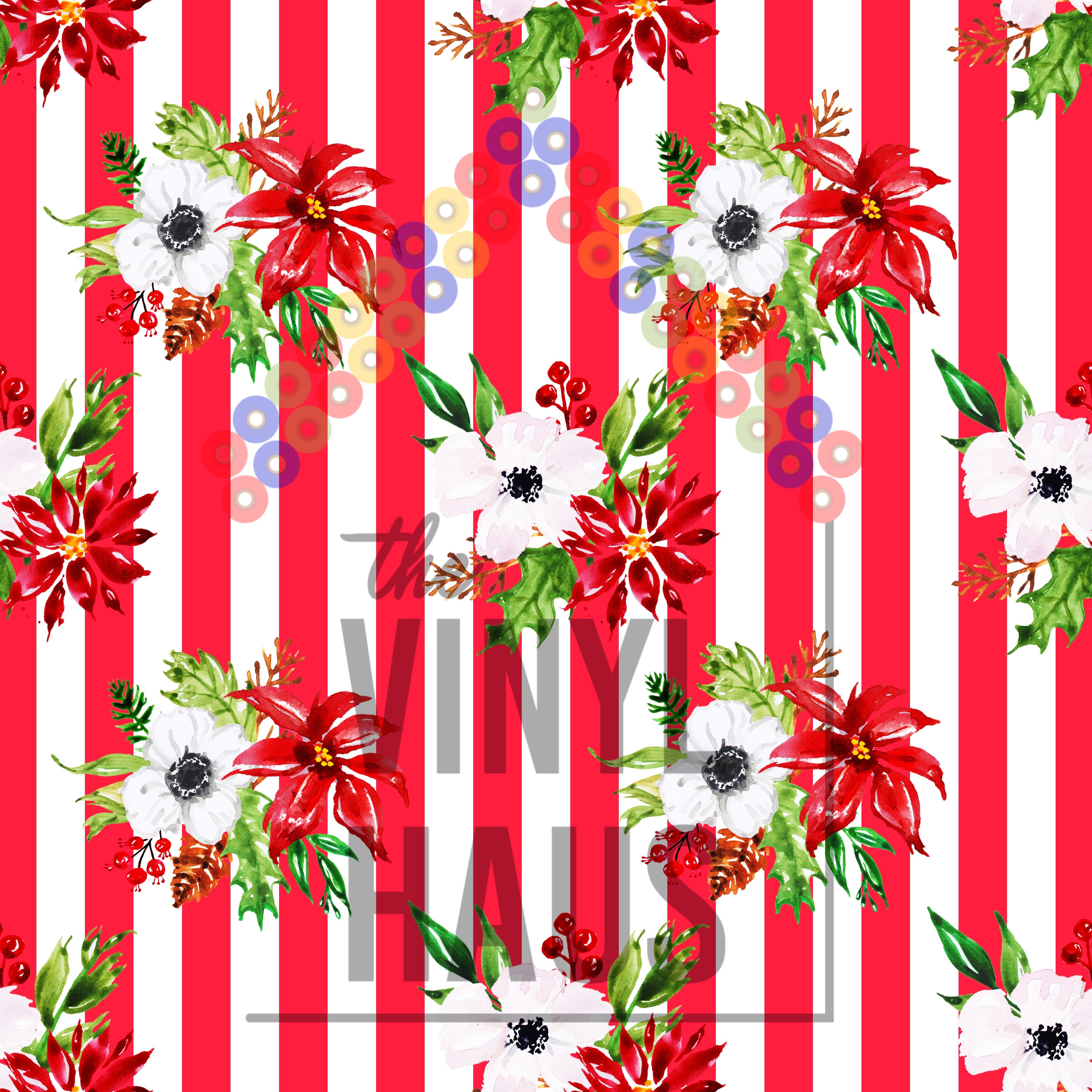 Christmas Poinsettia Pattern Vinyl 12" x 12" - The Vinyl Haus Main image