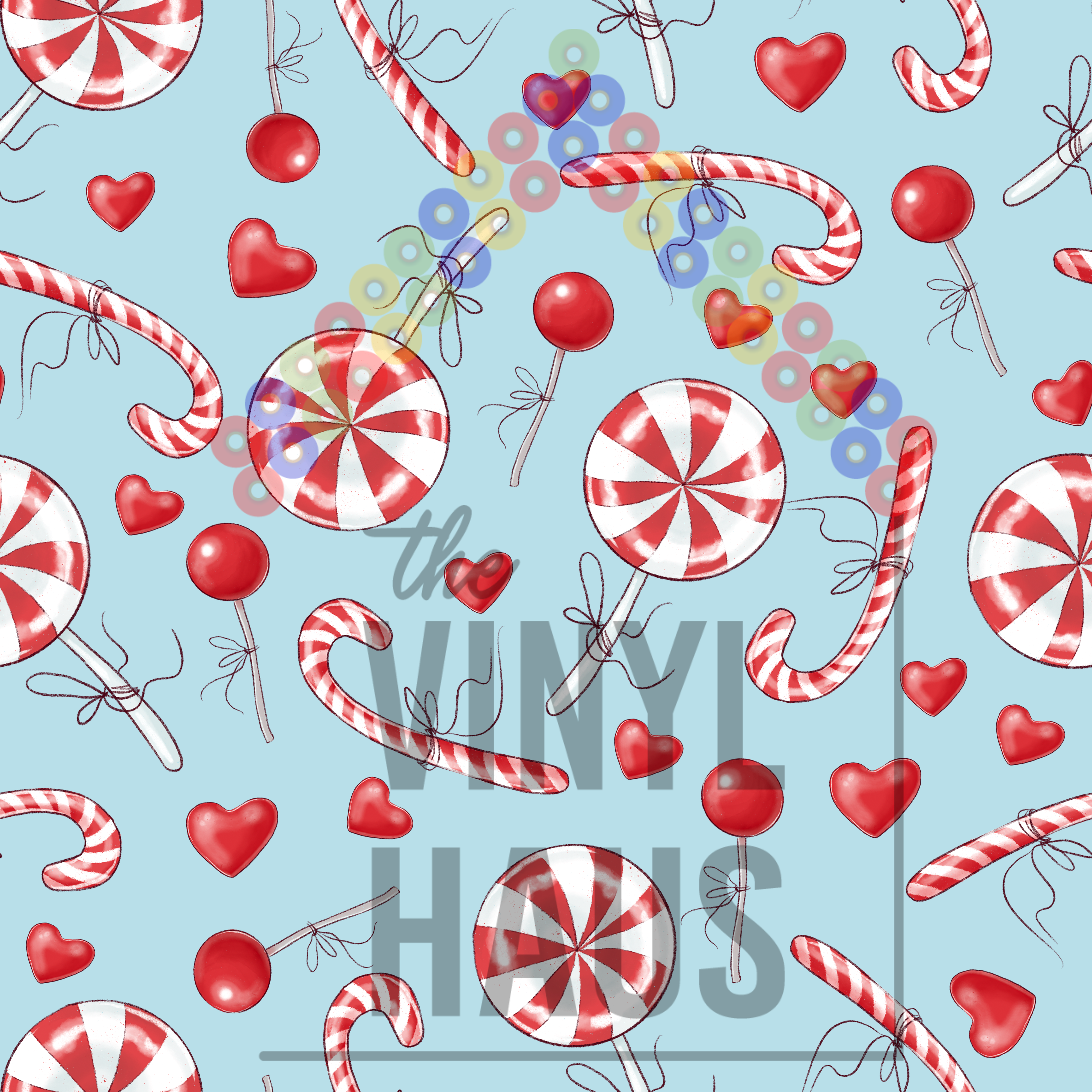 Candy Canes and Peppermints Pattern Vinyl 12" x 12" - The Vinyl Haus Main image