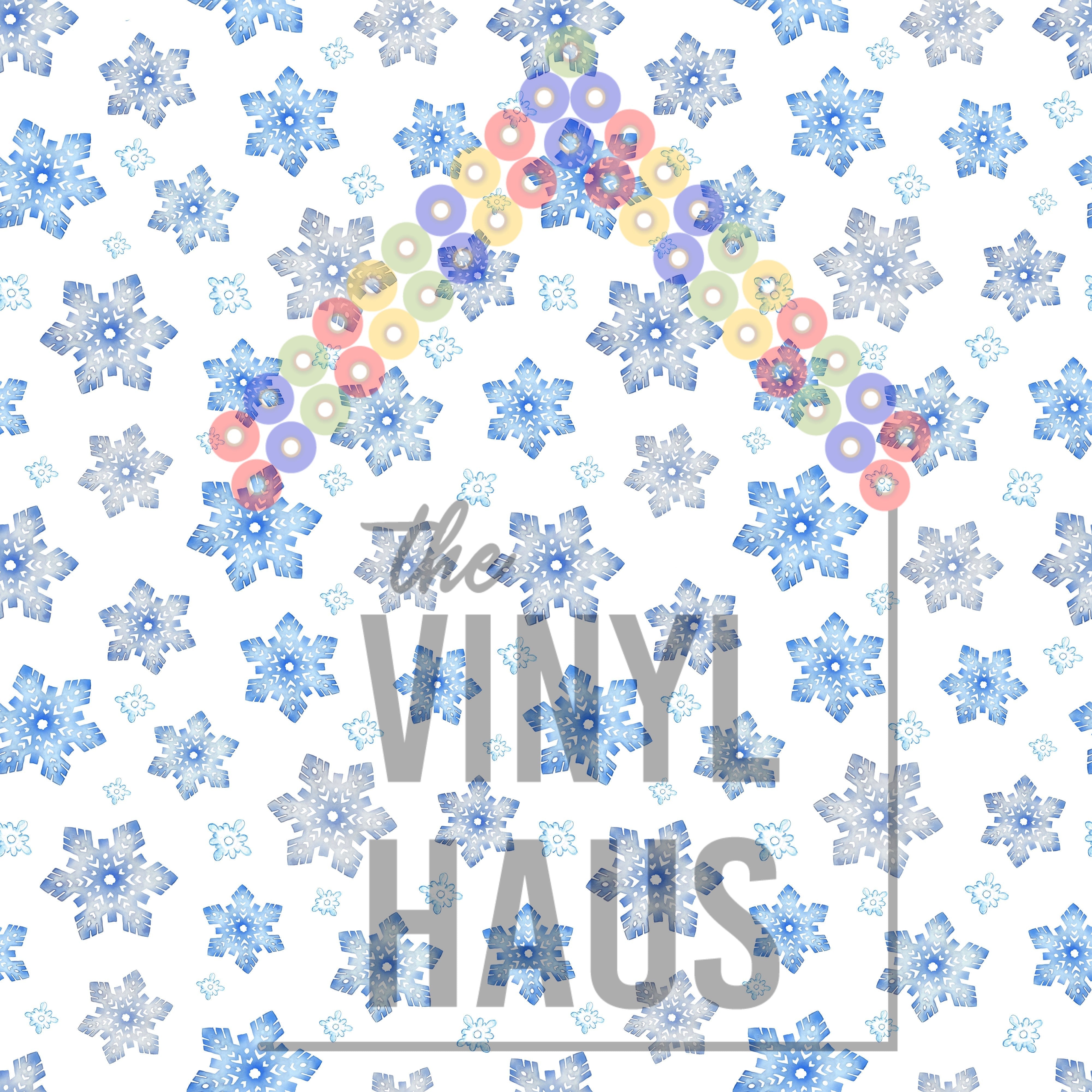 Blue Snowflakes White Background Pattern Vinyl 12" x 12" - The Vinyl Haus Main image