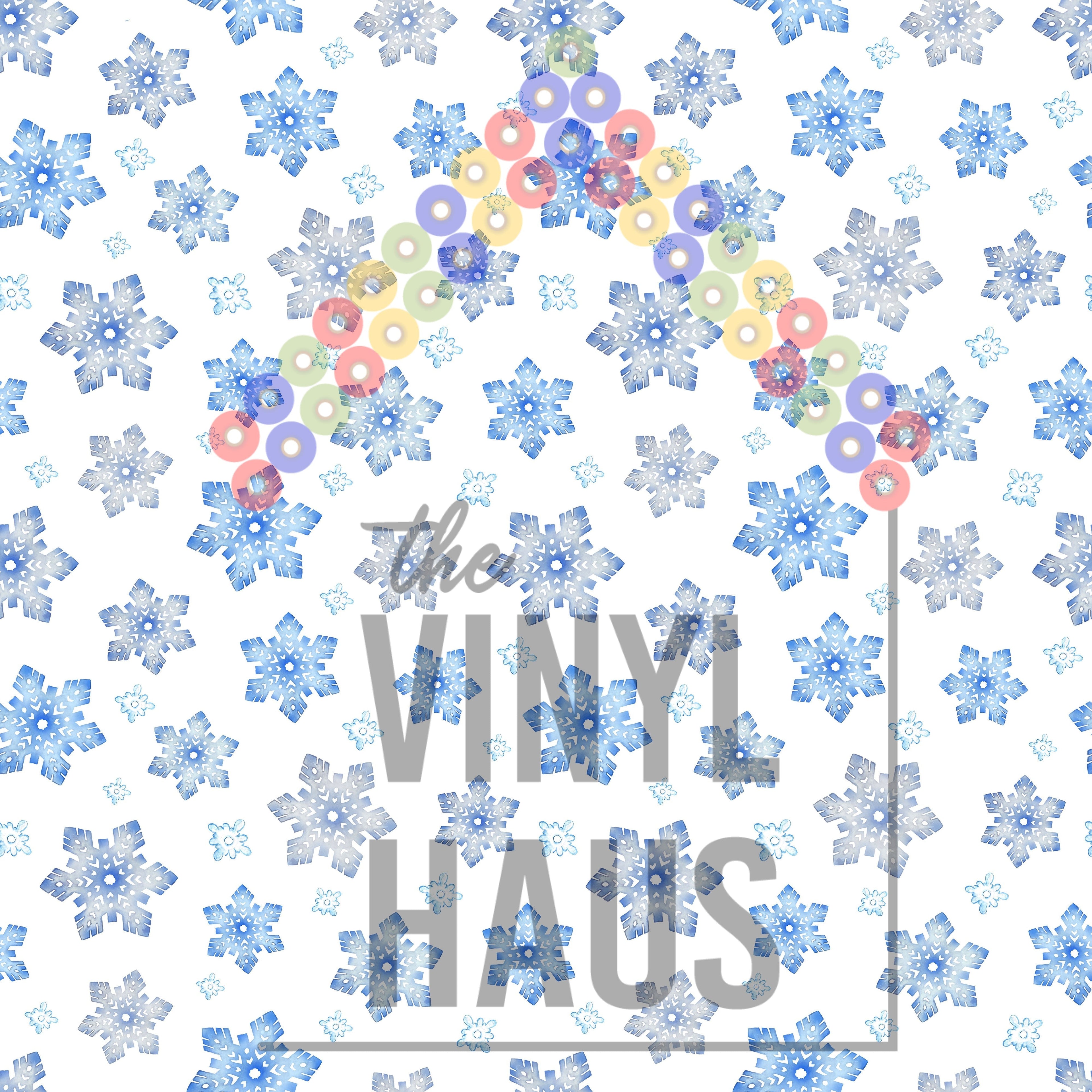 Blue Snowflakes White Background Pattern Vinyl 12" x 12" - The Vinyl Haus