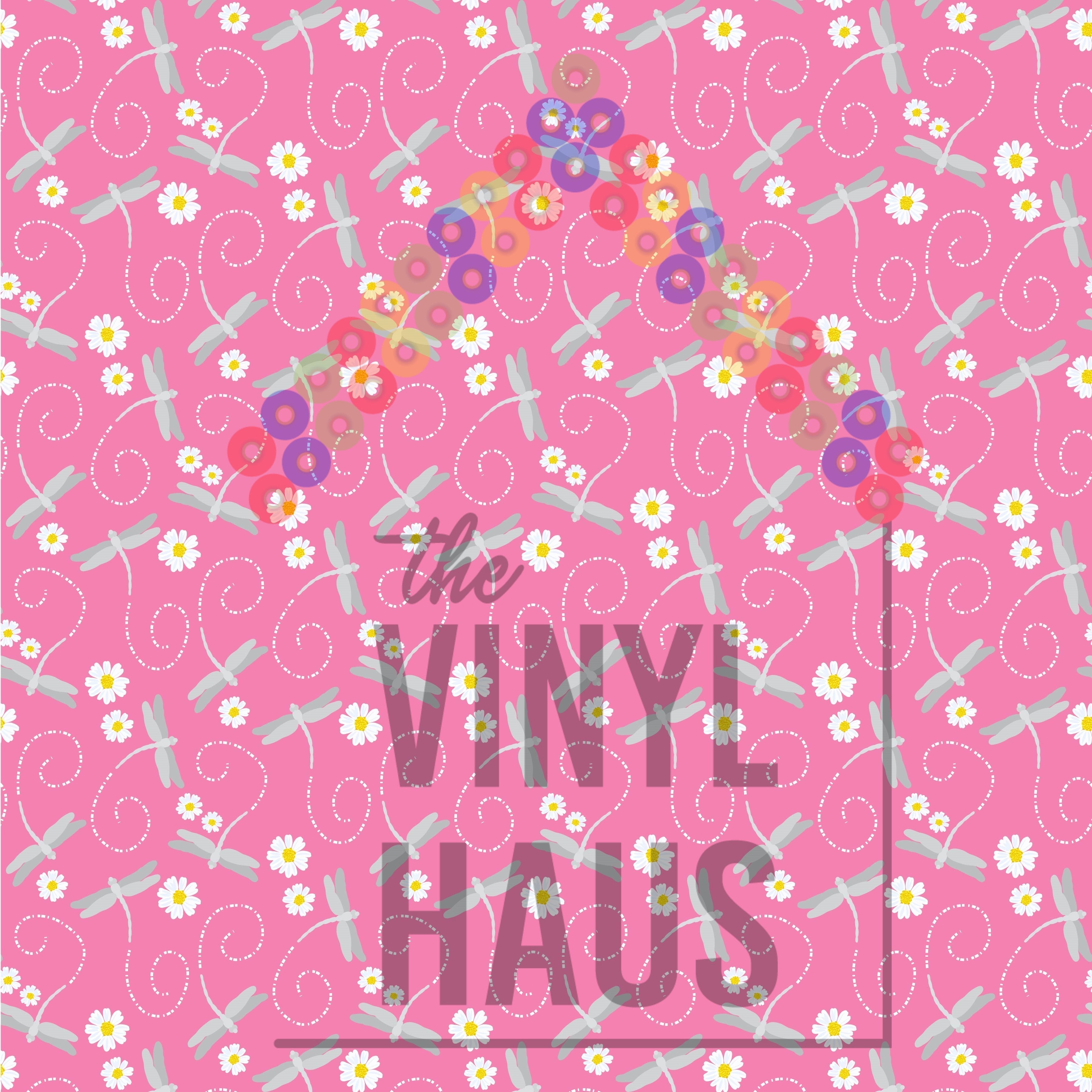 Dragonfly Pink Background Pattern Vinyl 12" x 12" - The Vinyl Haus Main image