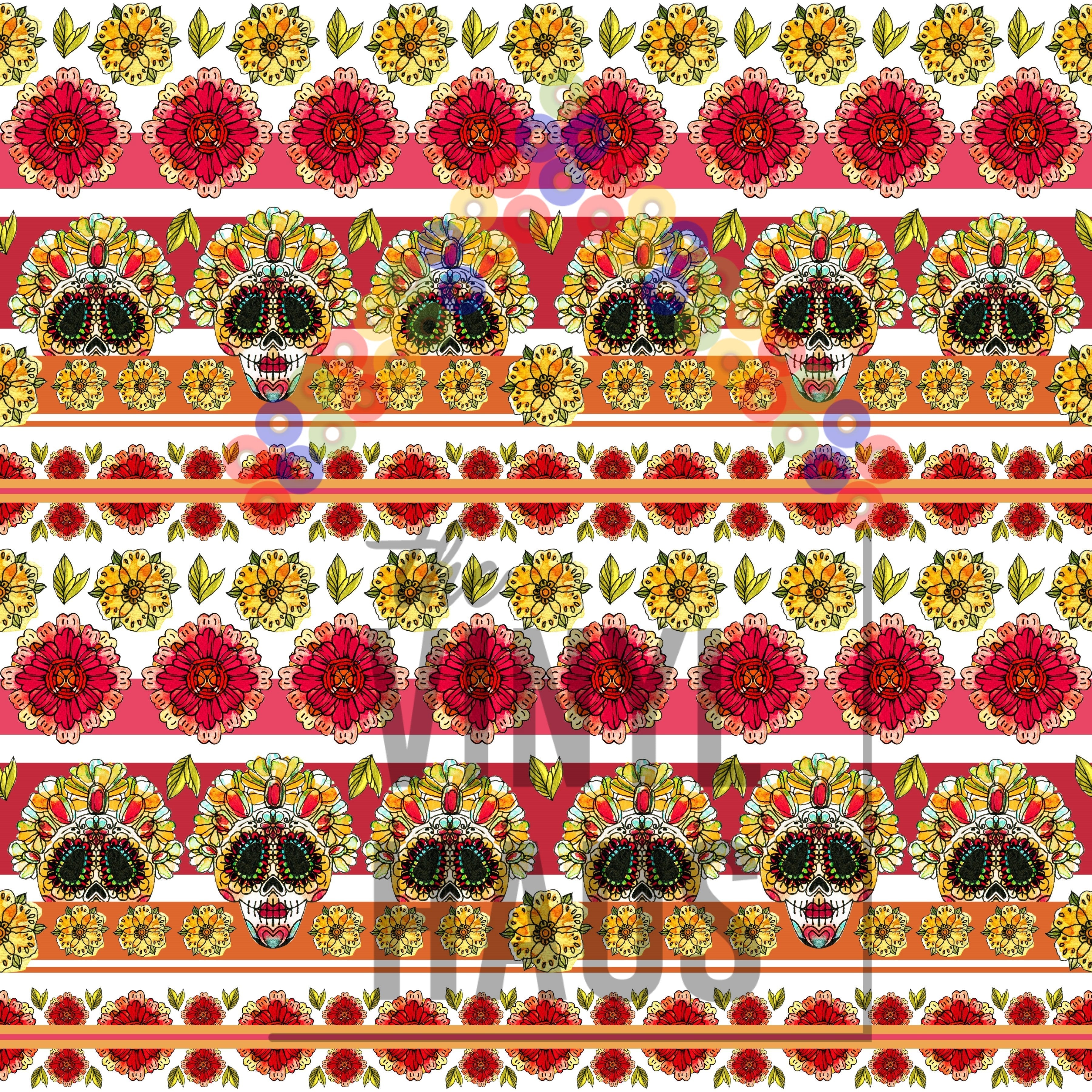Day of the Dead Skulls Pattern Vinyl 12" x 12" - The Vinyl Haus