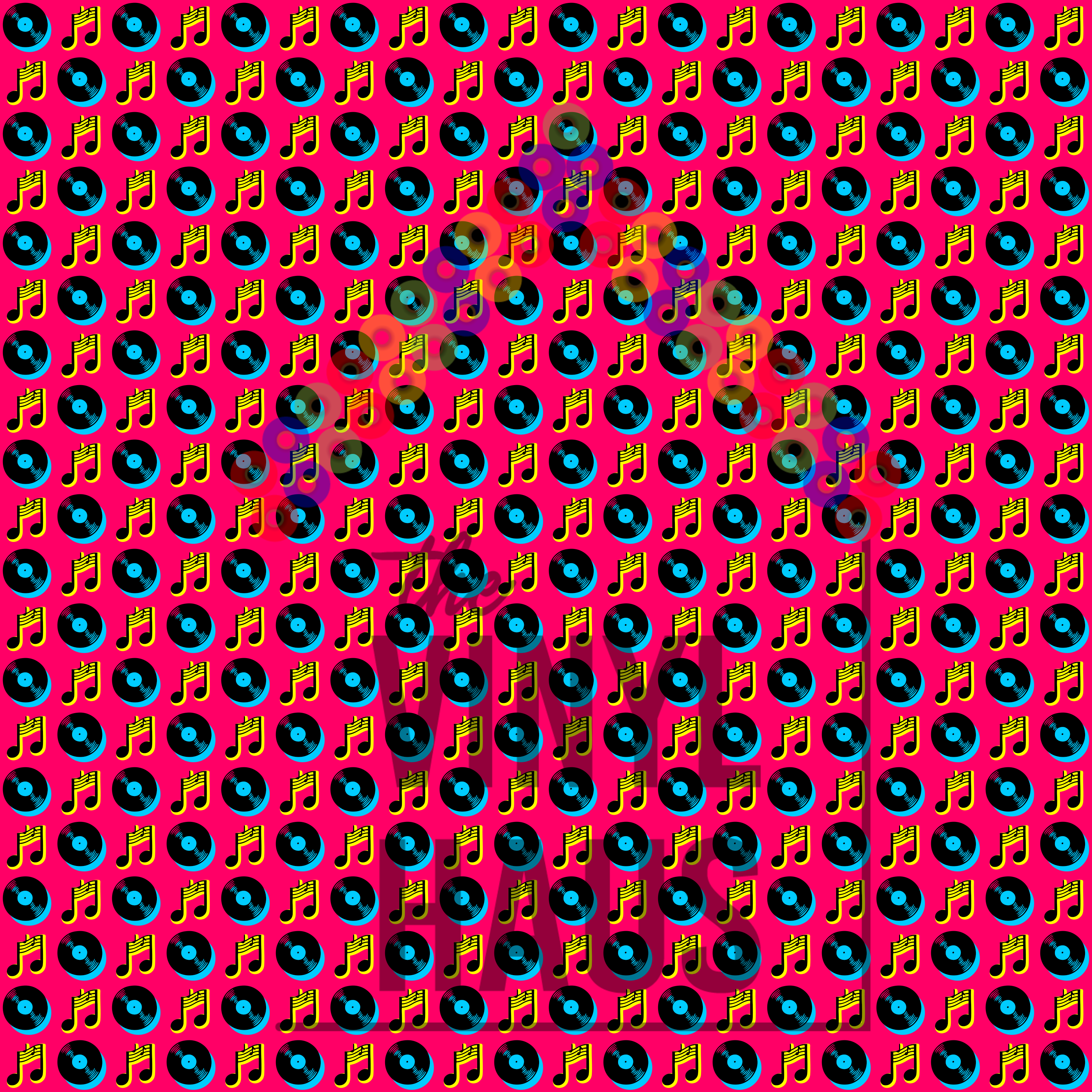 80s/90s Retro Records Pattern Vinyl 12" x 12" - The Vinyl Haus Main image