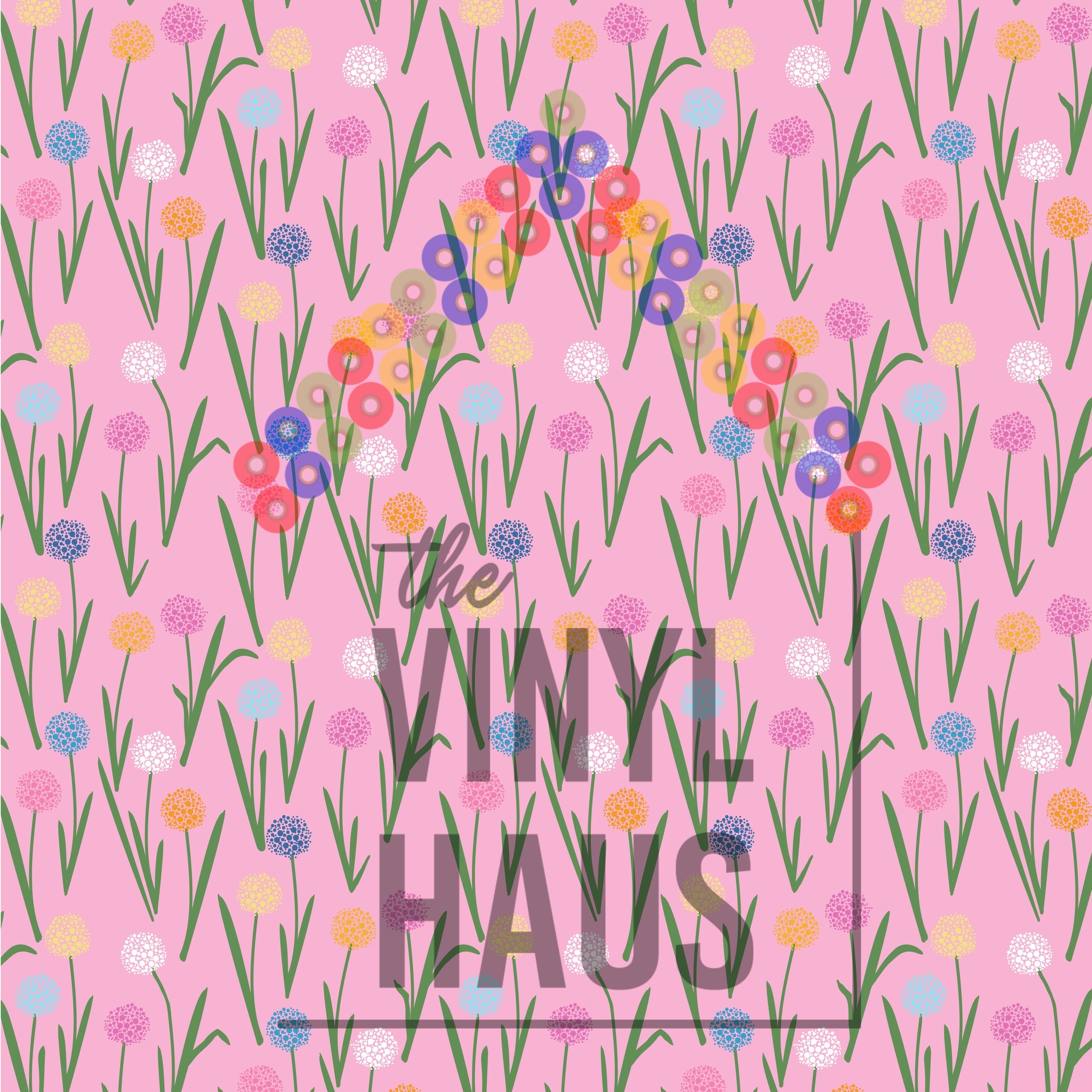 Spring Flowers Pink Background Pattern Vinyl 12" x 12" - The Vinyl Haus Main image