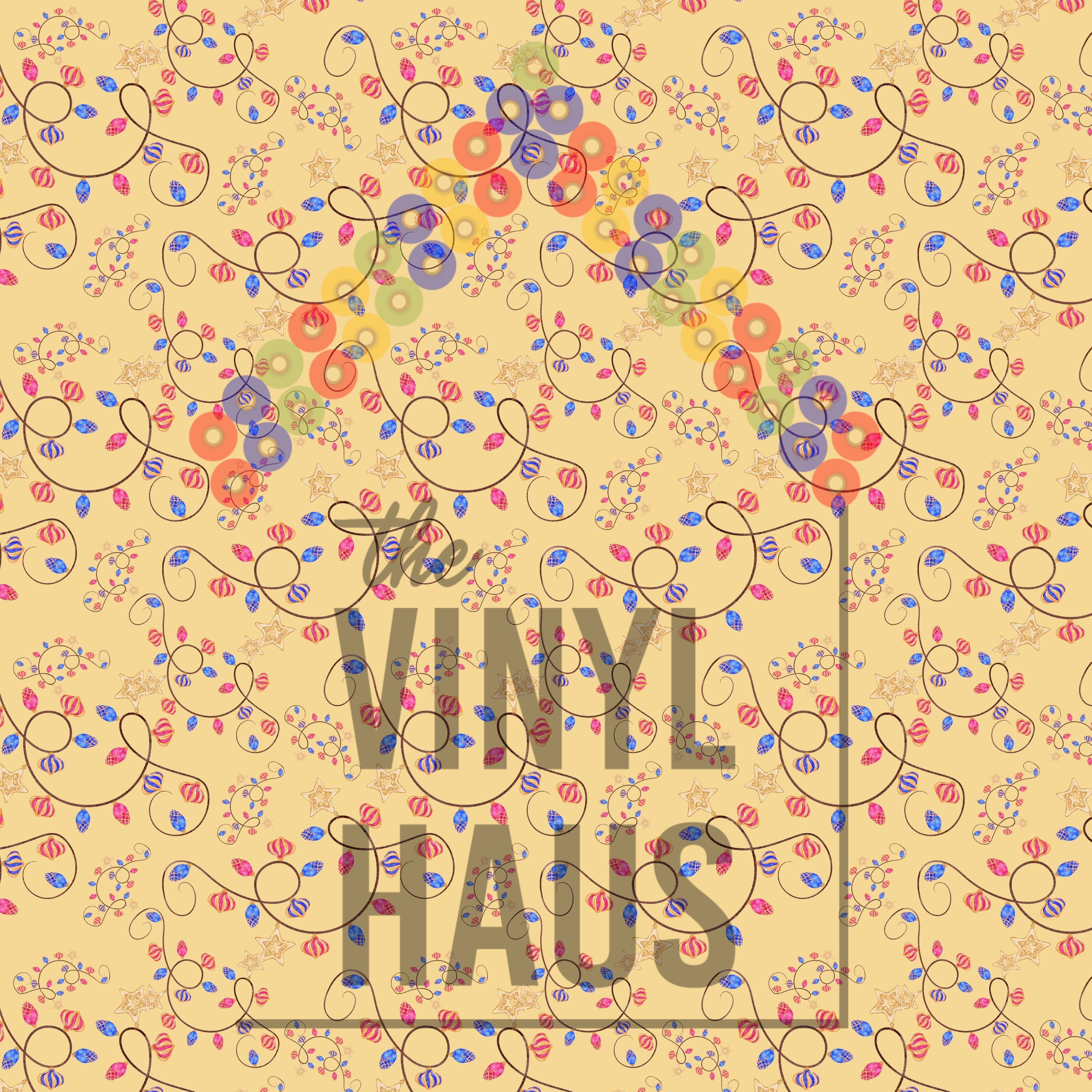 Christmas Lights Pattern Vinyl 12" x 12" - The Vinyl Haus Main image