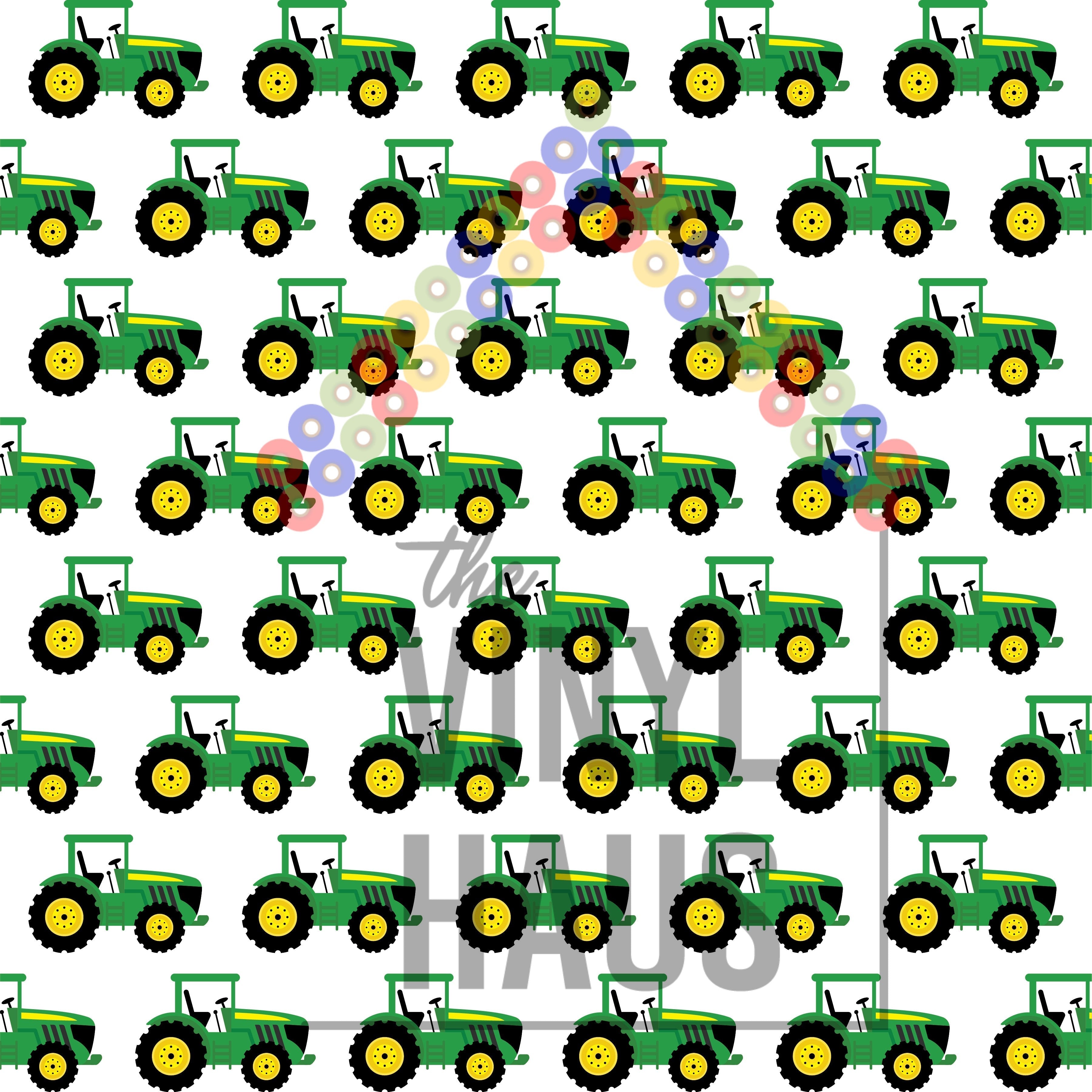Green Tractors Pattern Vinyl 12" x12" - The Vinyl Haus