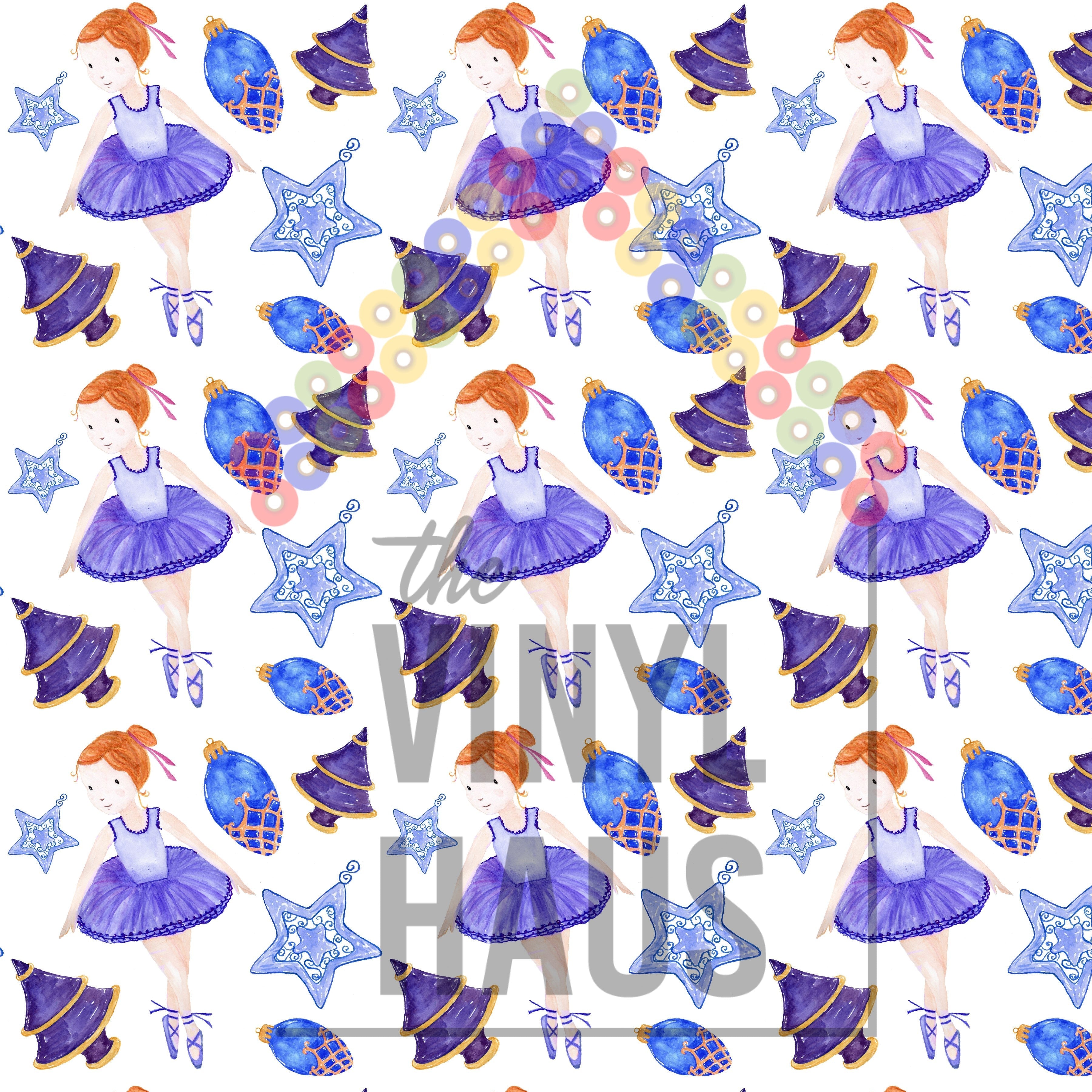 Christmas Ballerina and Ornaments Pattern Vinyl 12" x 12 - The Vinyl Haus Main image