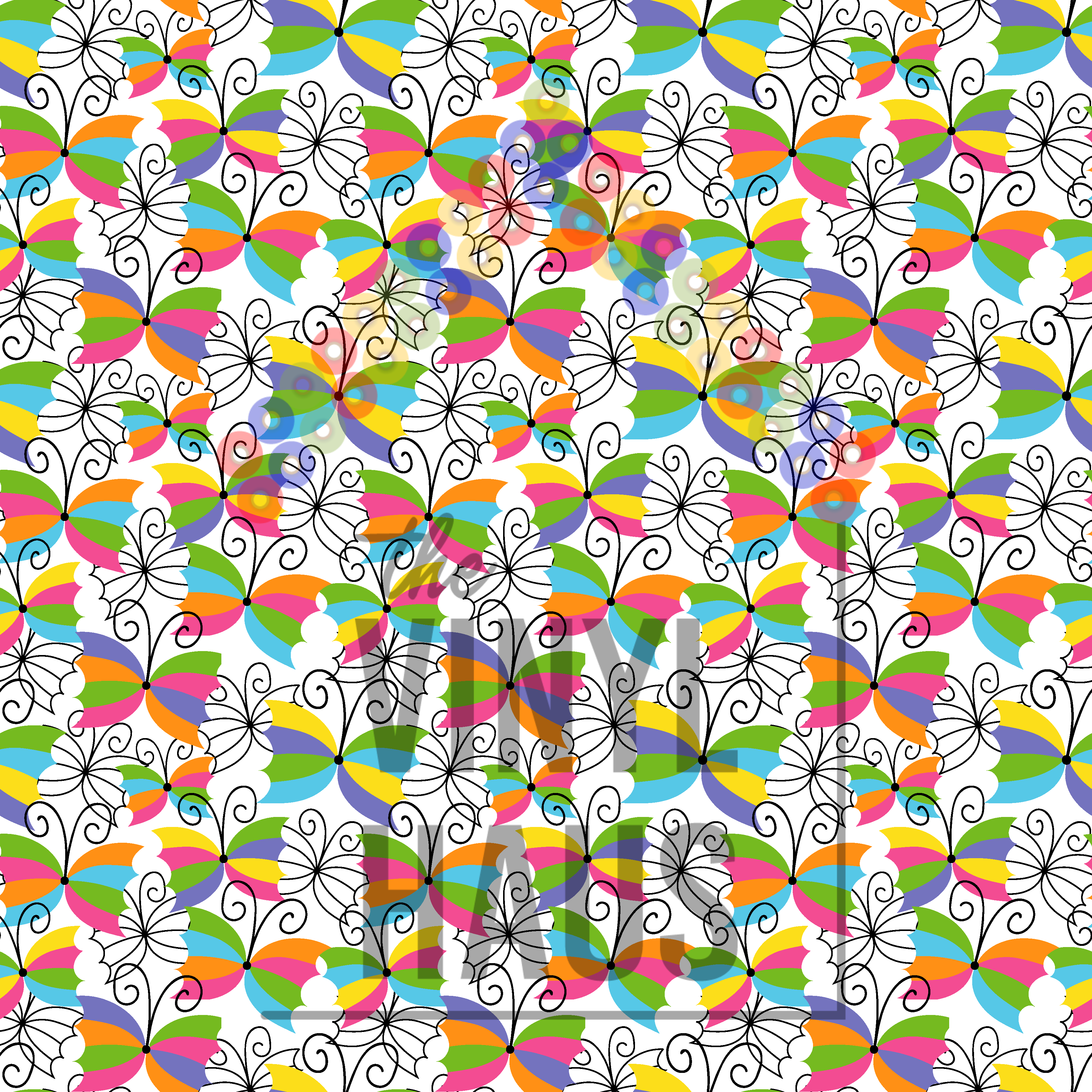 Rainbow Baby Butterflies Pattern Vinyl 12" x 12" - The Vinyl Haus Main image