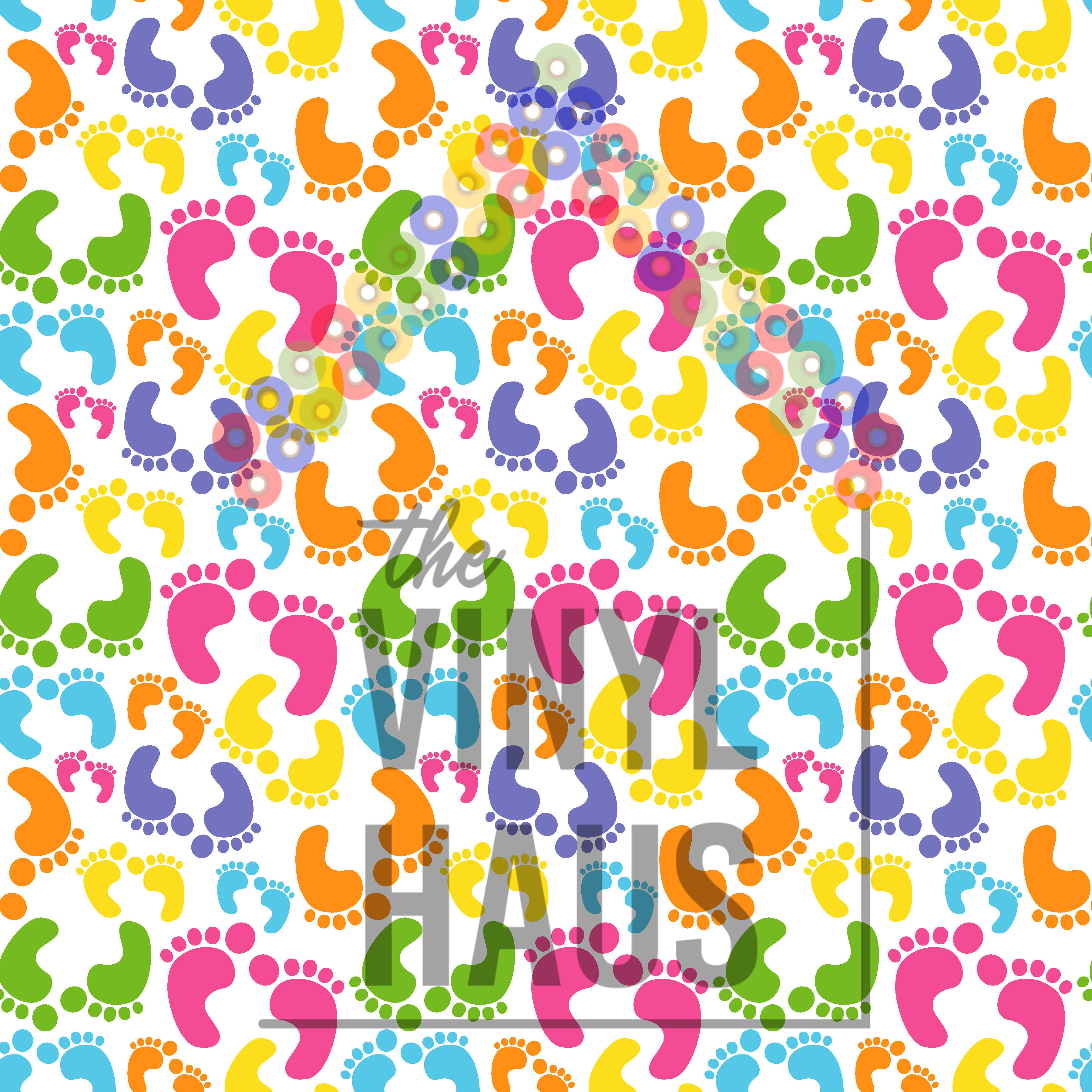 Rainbow Baby Footprints Pattern Vinyl 12" x 12" - The Vinyl Haus Main image