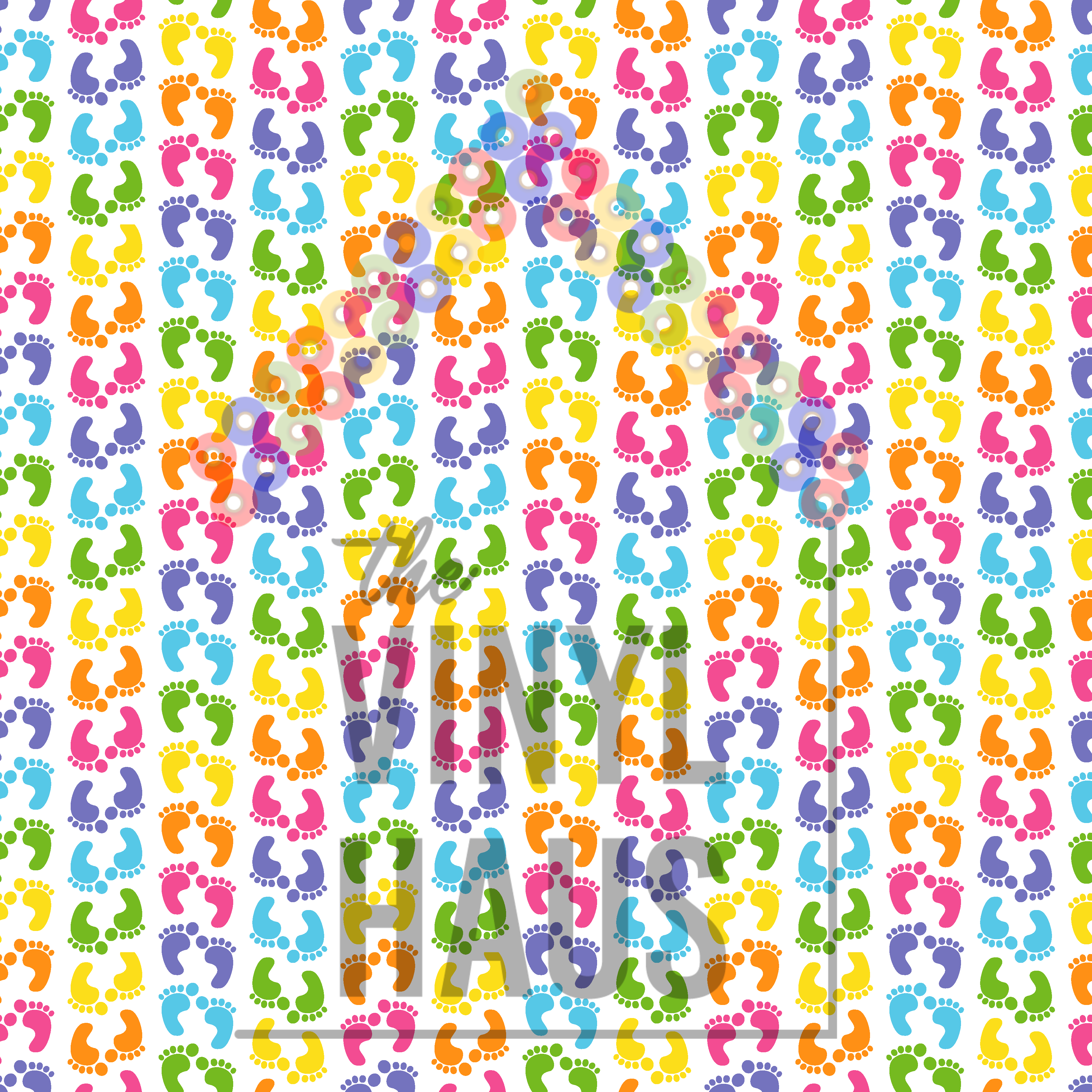 Rainbow Baby Footprints Pattern Vinyl 12" x 12" - The Vinyl Haus Main image