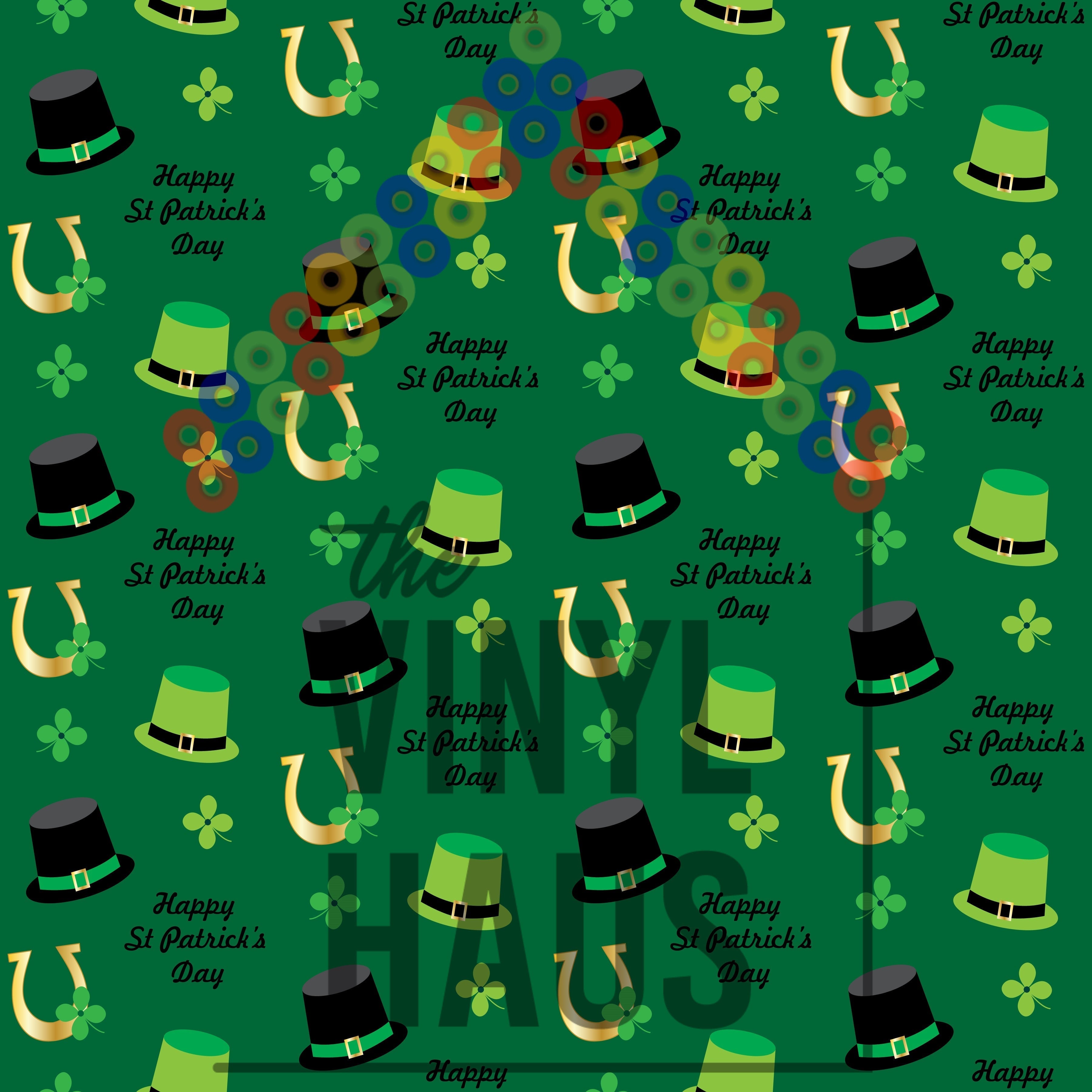 St. Patrick's Day Pattern Vinyl 12" x 9" - The Vinyl Haus Main image