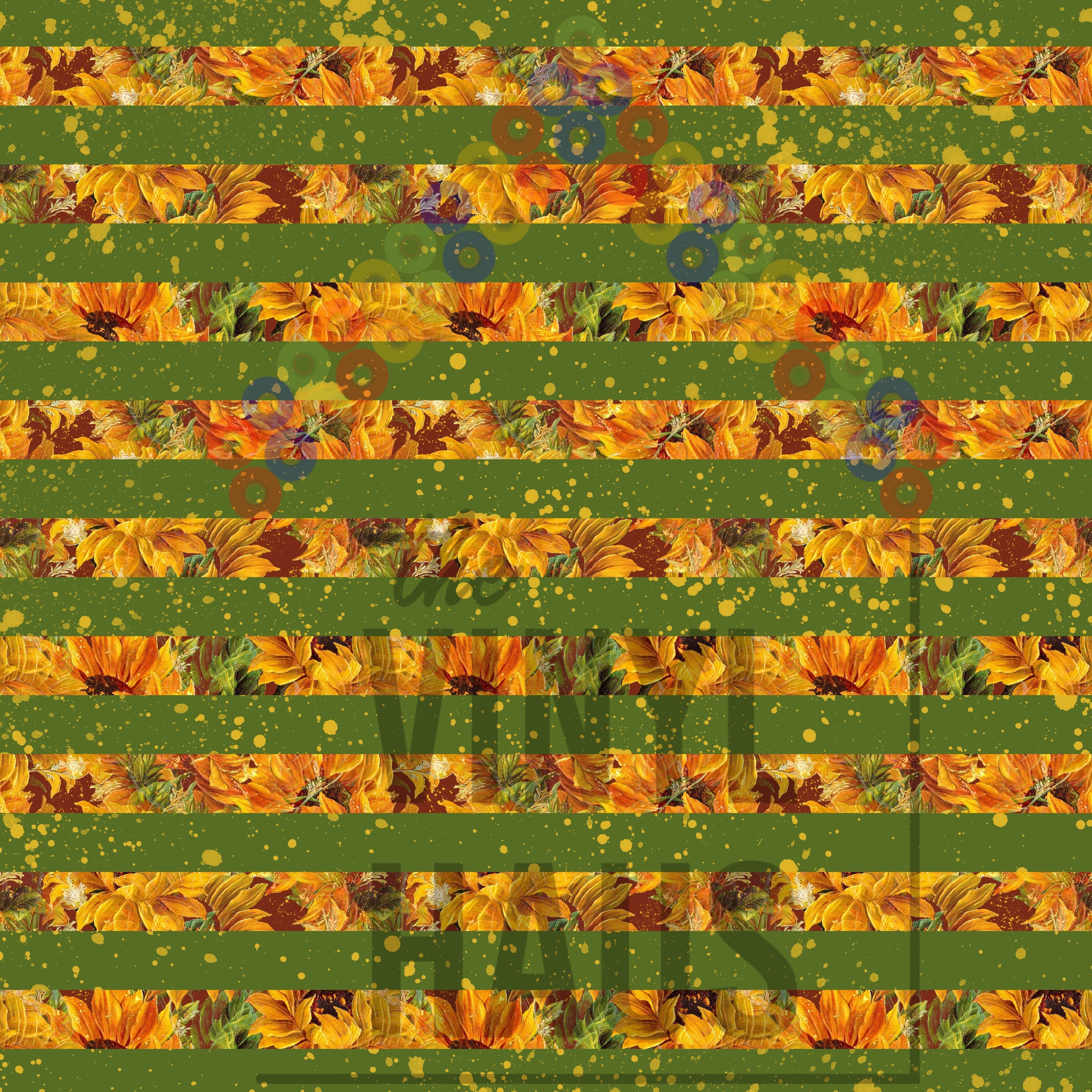 Sunflower and Stripes Pattern Vinyl 12" x 12" - The Vinyl Haus Main image