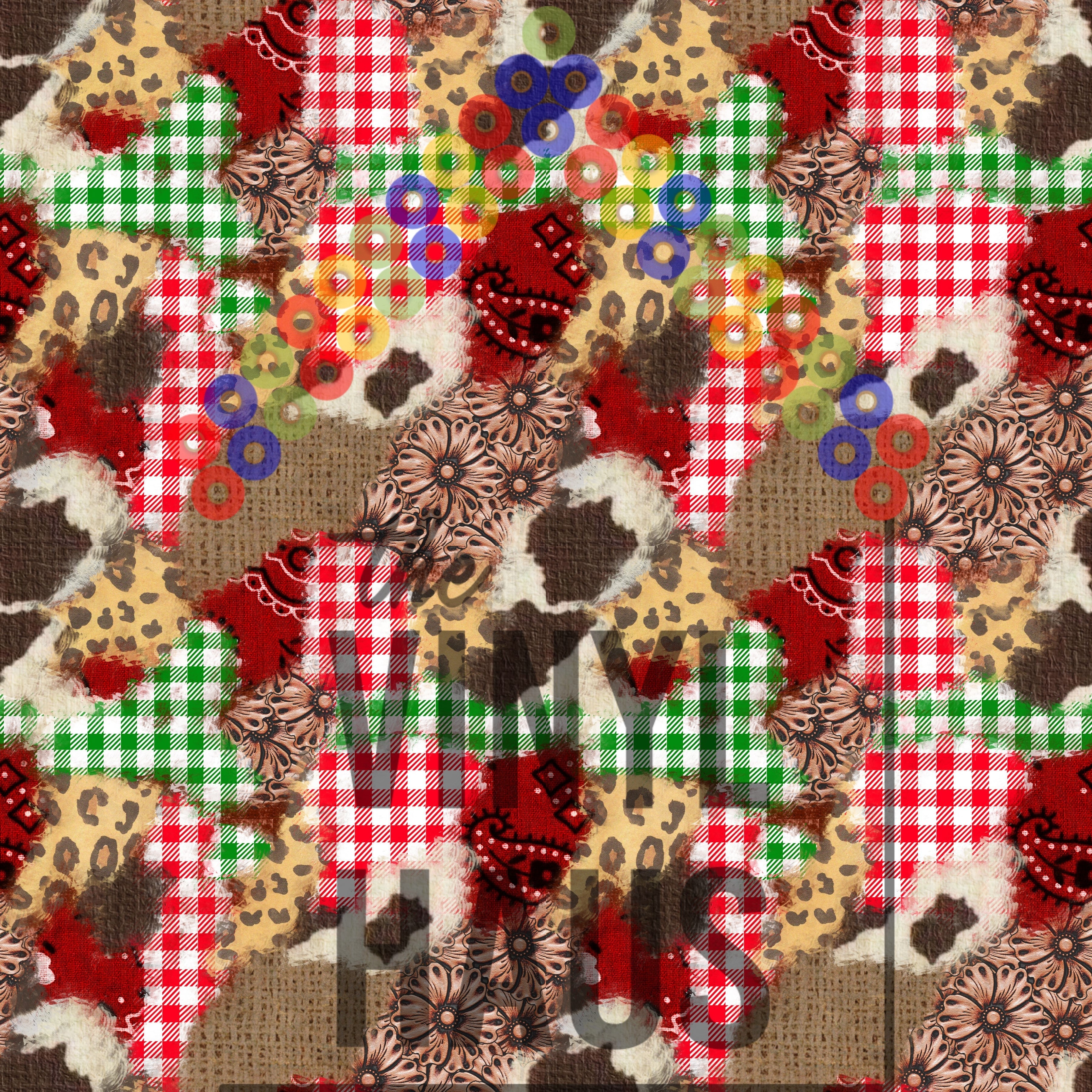 Western Christmas Brushstrokes Pattern Vinyl 12" x 10" - The Vinyl Haus
