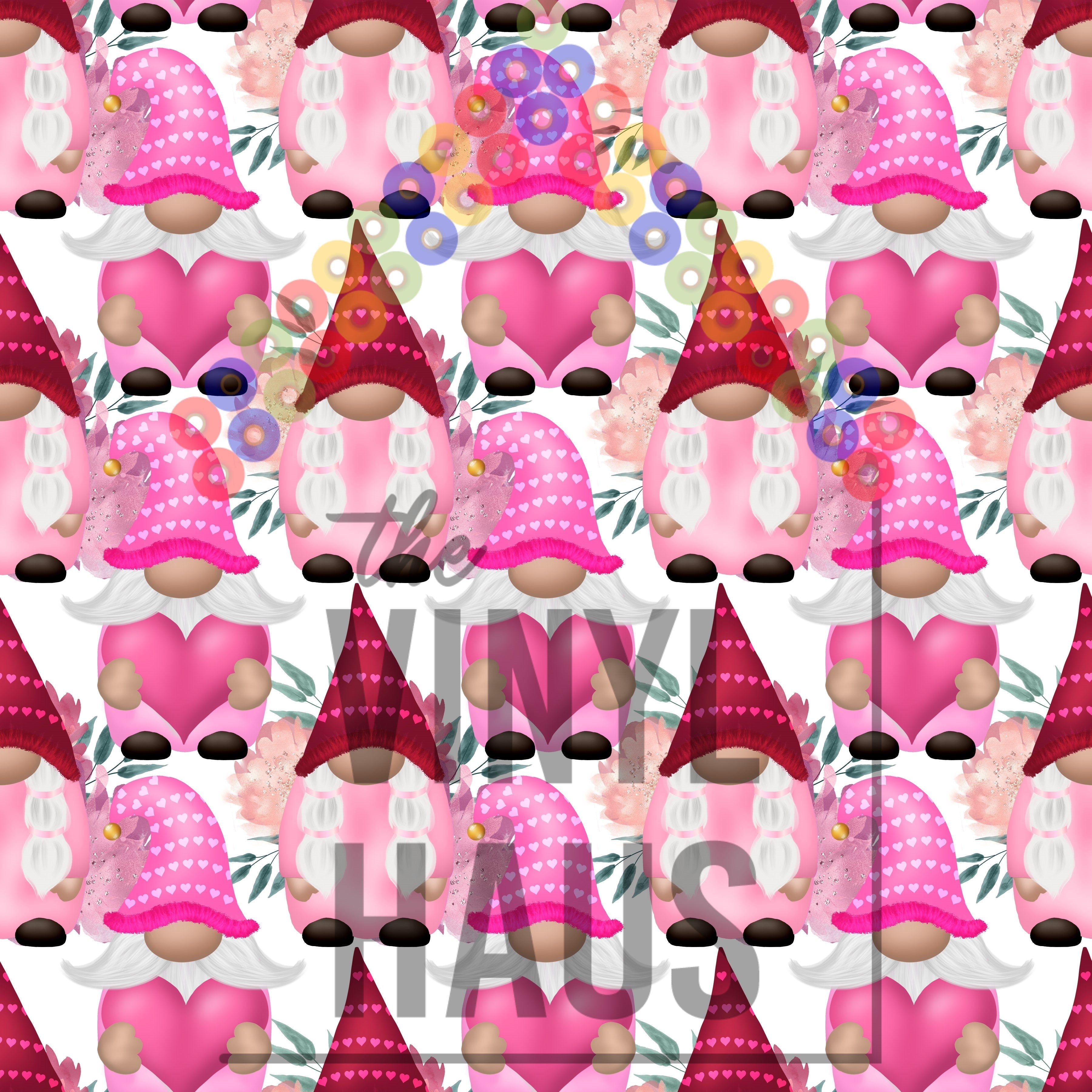 Valentine Gnomes Pattern Vinyl 12" x 12" - The Vinyl Haus Main image