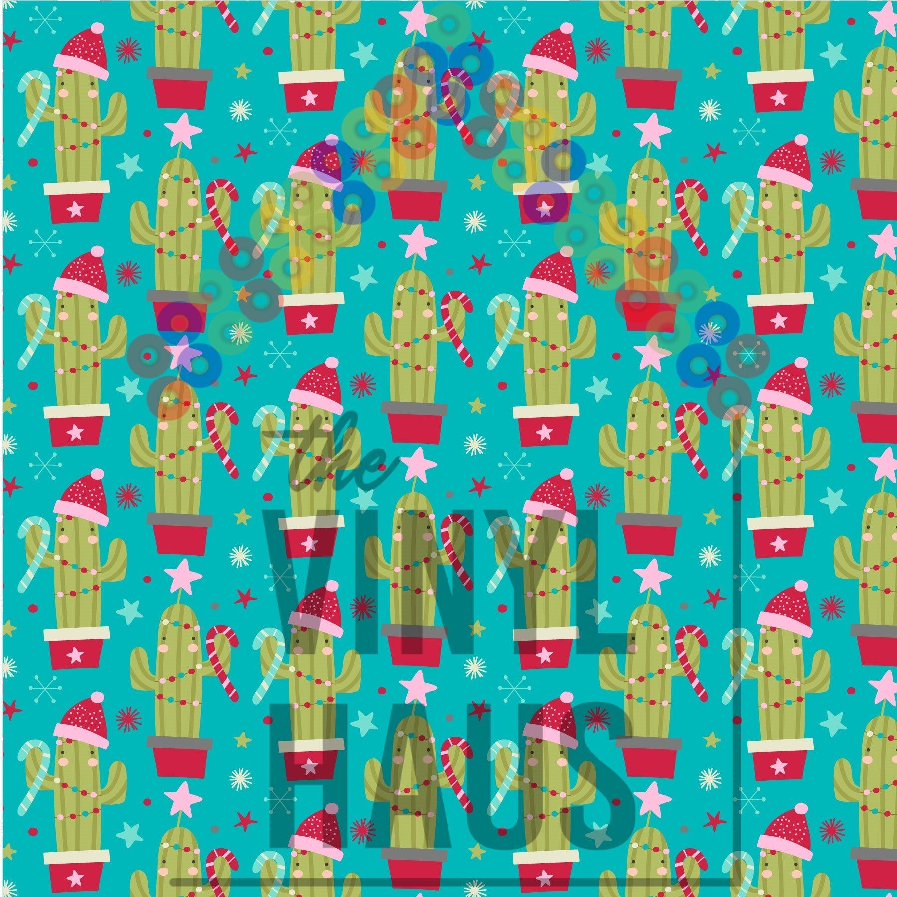 Christmas Cactus Pattern Vinyl 12" x 12" - The Vinyl Haus Main image