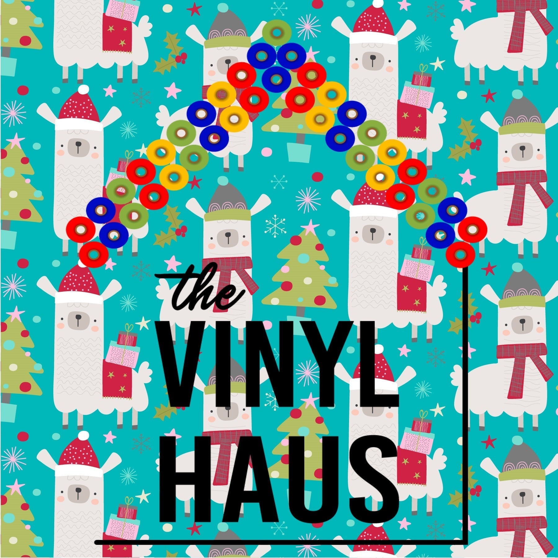 Christmas Llamas Pattern Vinyl 12" x 12" - The Vinyl Haus Main image