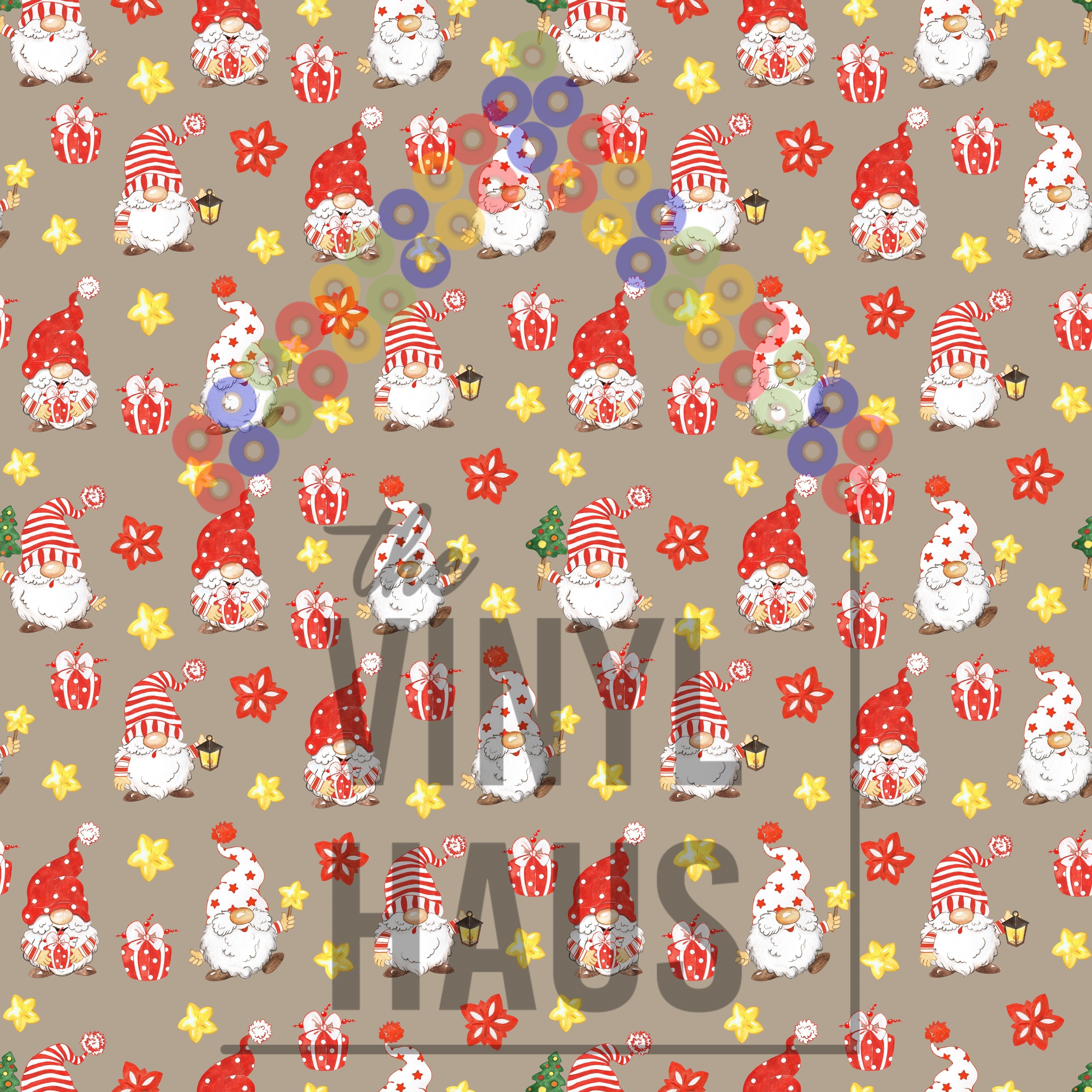 Christmas Gnomes With Presents Pattern Vinyl 12" x 12" - The Vinyl Haus Main image