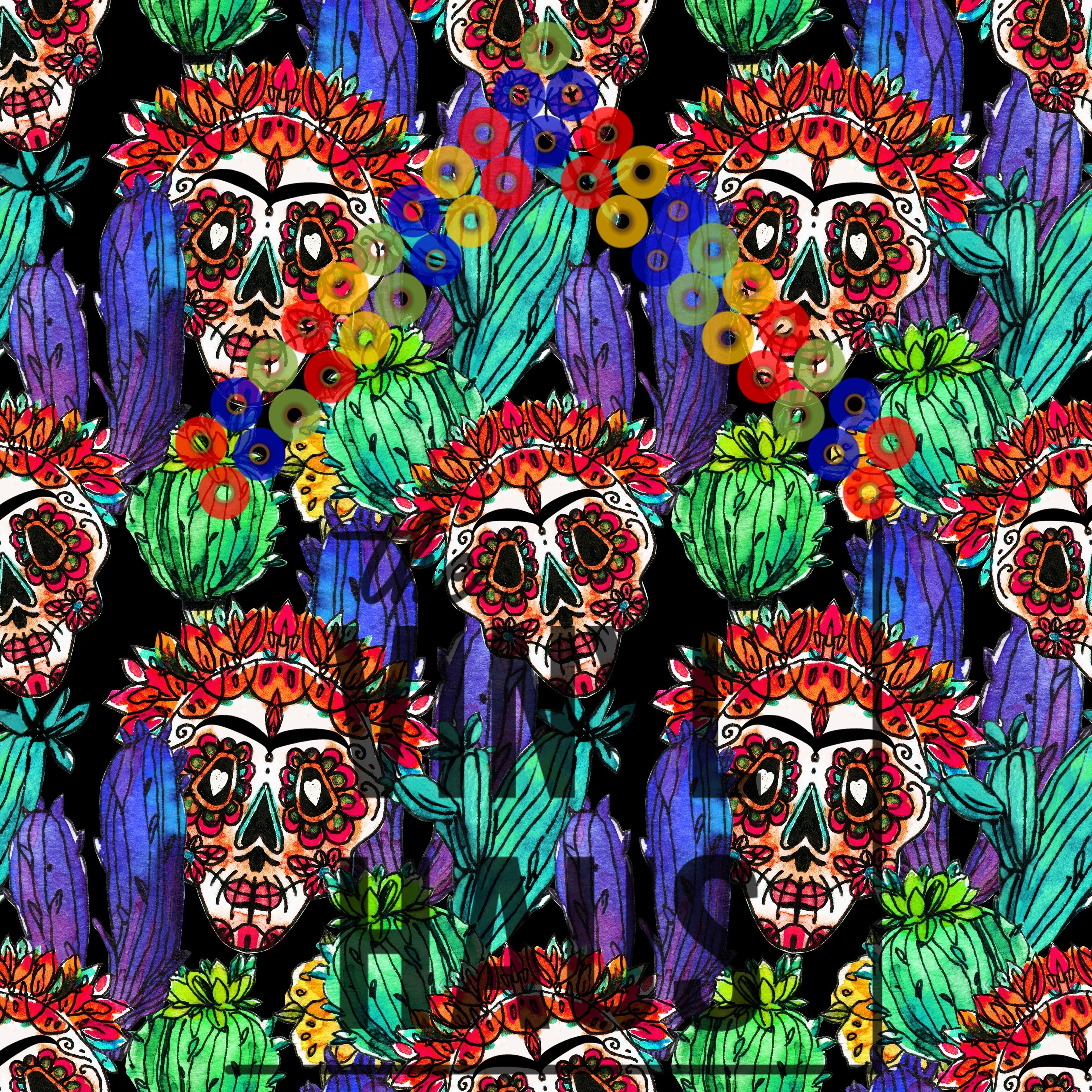 Sugar Skulls and Flowers Pattern Vinyl 12" x 12" - The Vinyl Haus
