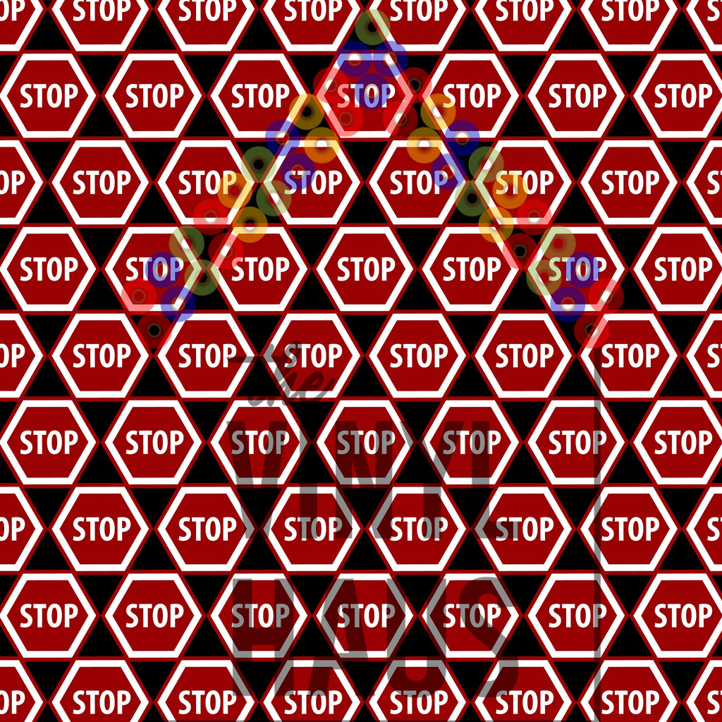 Stop Sign Black Background Pattern Vinyl 12" x12" - The Vinyl Haus